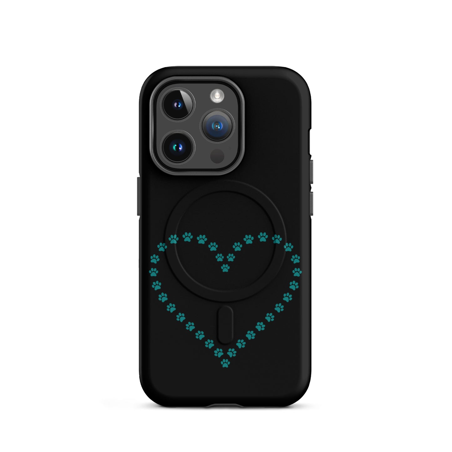 Magnetic Phone Case featuring a heart design made of paw prints, perfect for pet lovers.