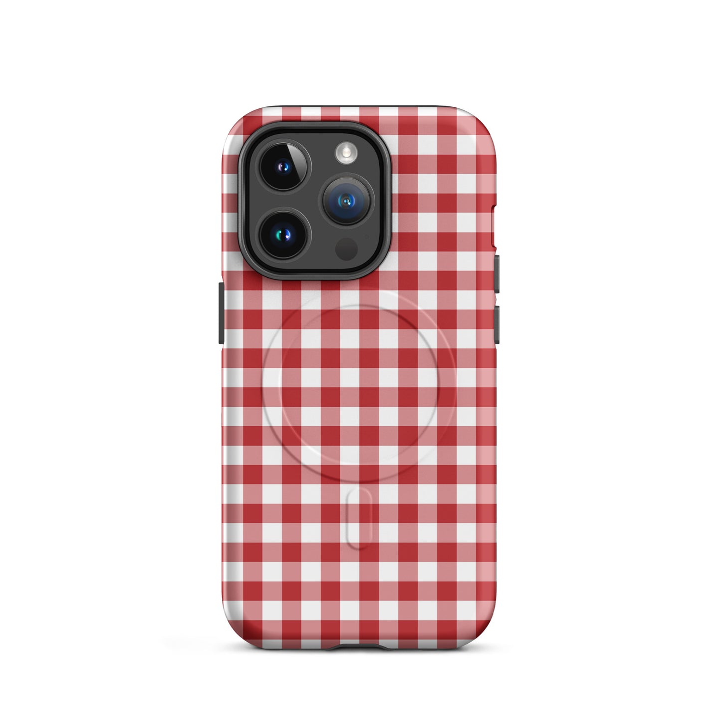 Magnetic Phone Case with red-and-white gingham pattern offers style and premium protection for your device.