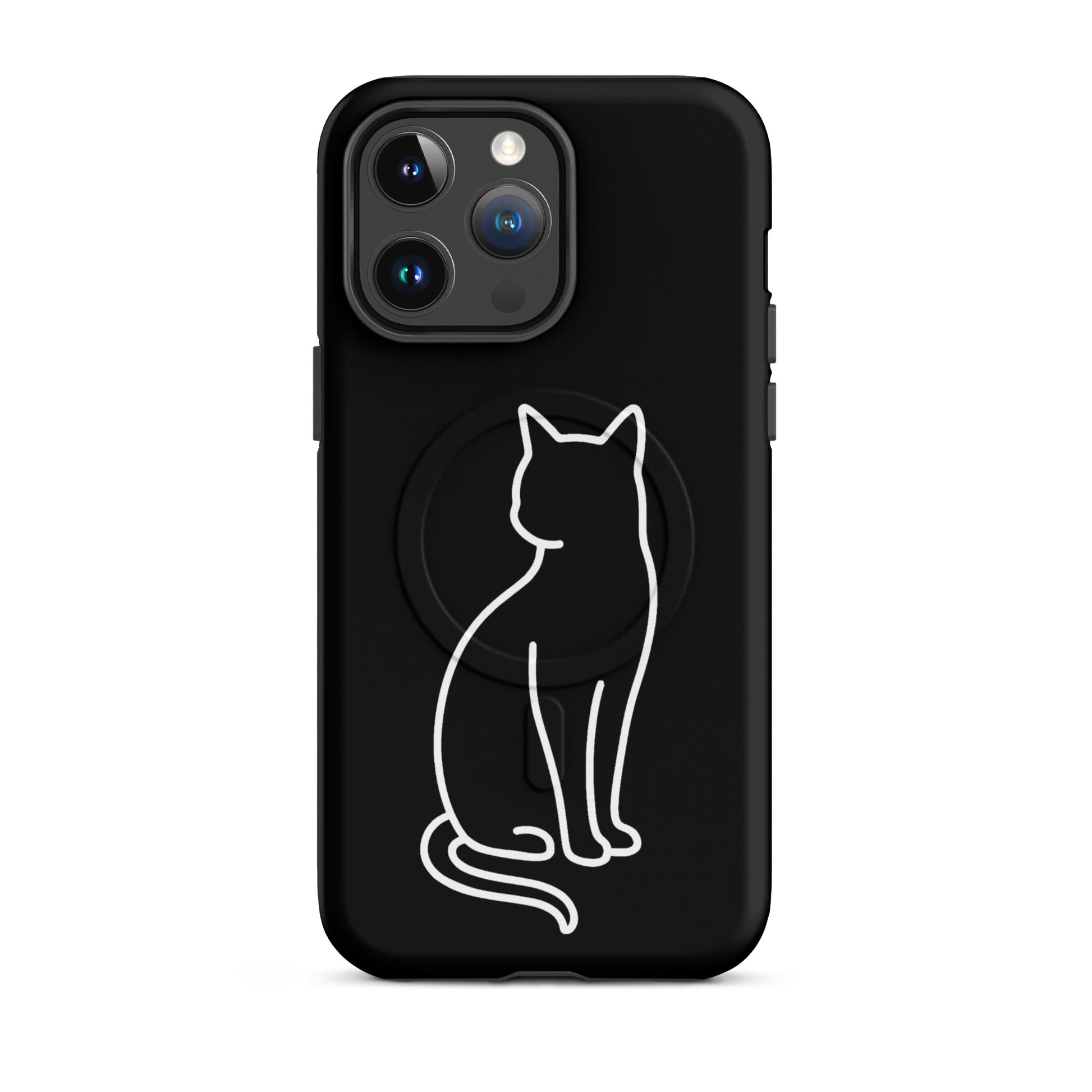 Magnetic Phone Case featuring a stylish minimalist cat design for iPhone, combining elegance and protection.