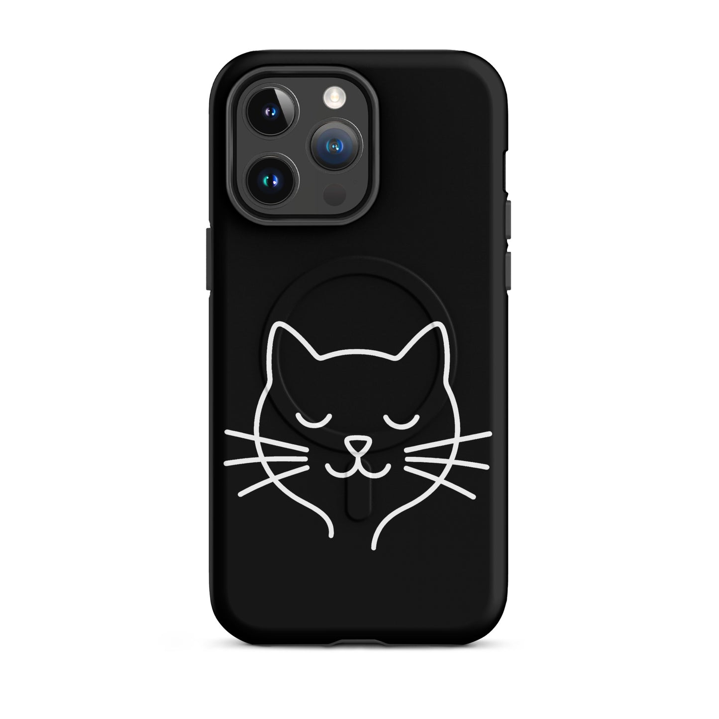 Magnetic Phone Case for iPhone featuring cute minimalist cat line art design.