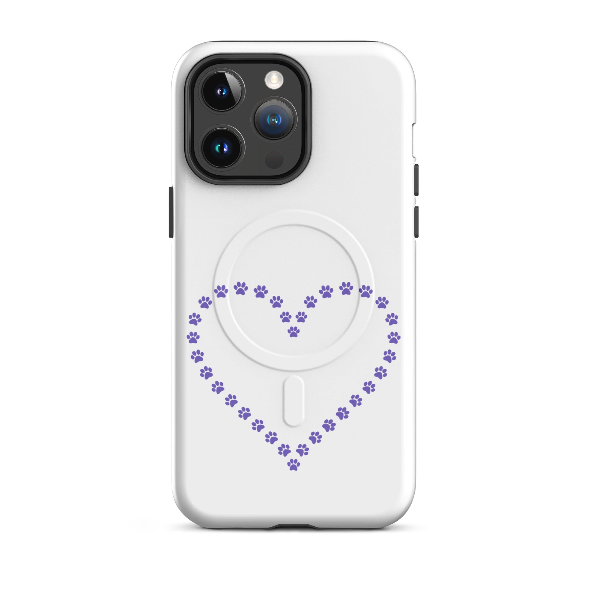 Magnetic Phone Case for iPhone with paw print heart design, perfect for pet lovers and pet parents.