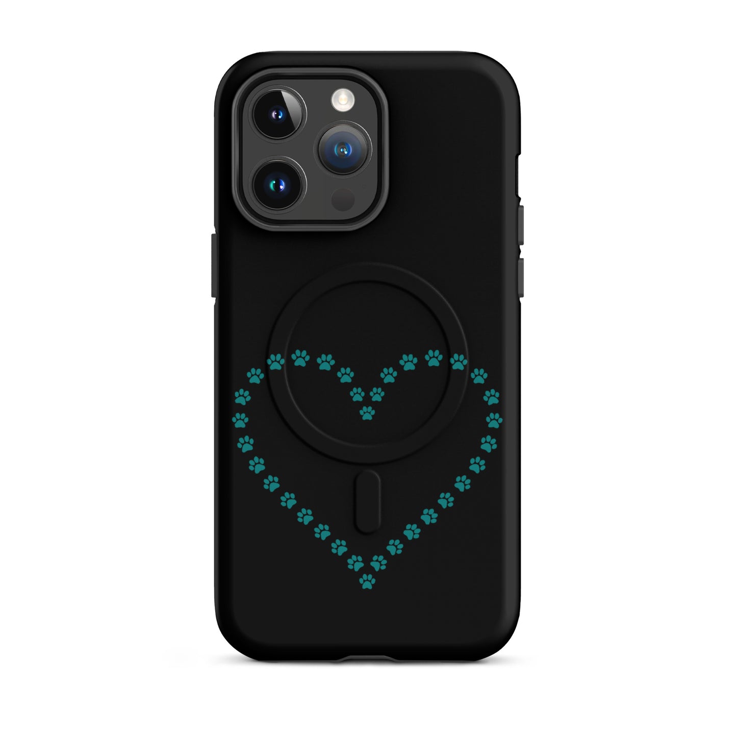 Magnetic Phone Case for iPhone featuring a heart made of paw prints, perfect for pet lovers.