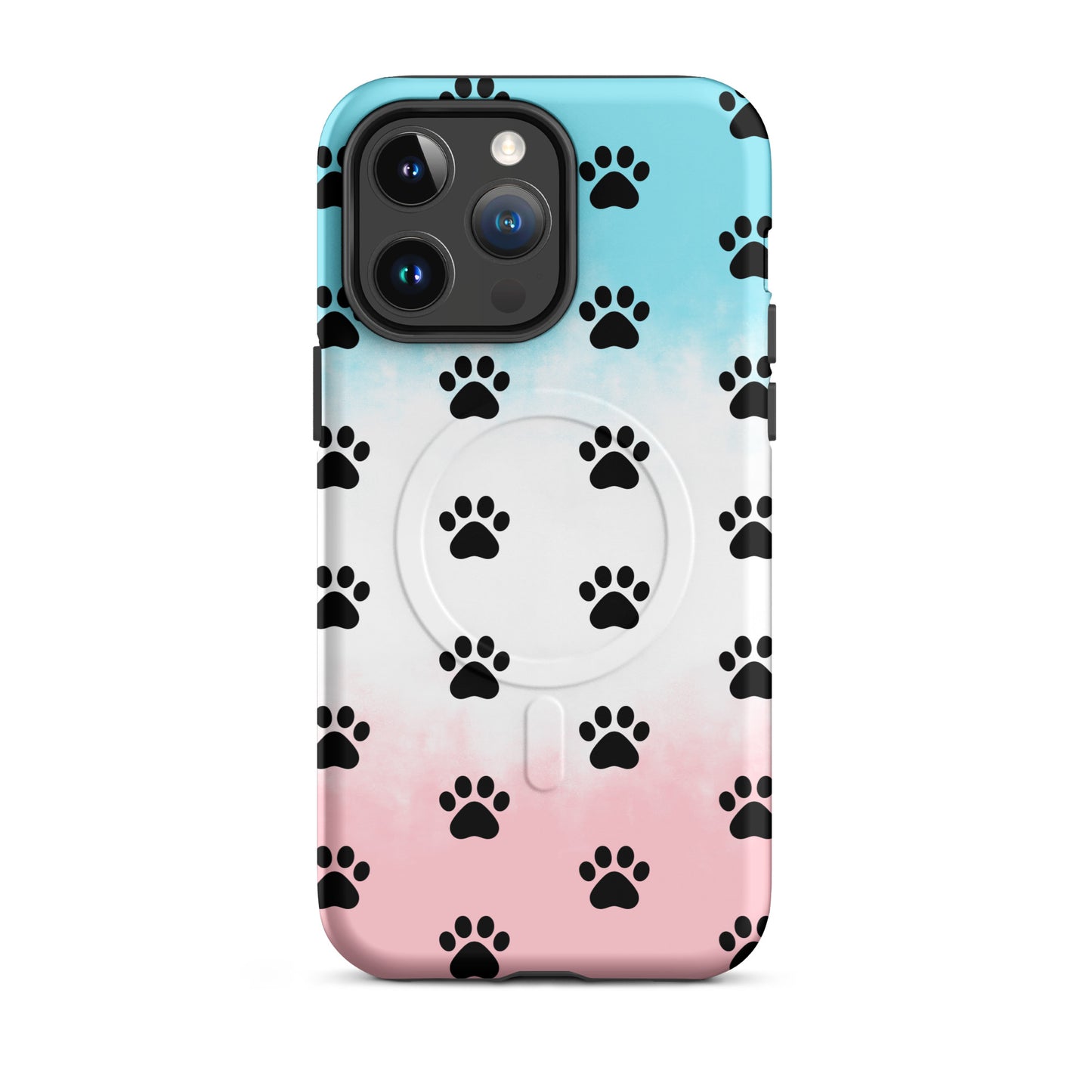 Magnetic Phone Case featuring a colorful paw print design for pet lovers on a modern iPhone case.