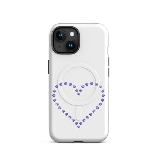 Magnetic Phone Case with whimsical paw print heart design for pet lovers, perfect for any proud pet parent.