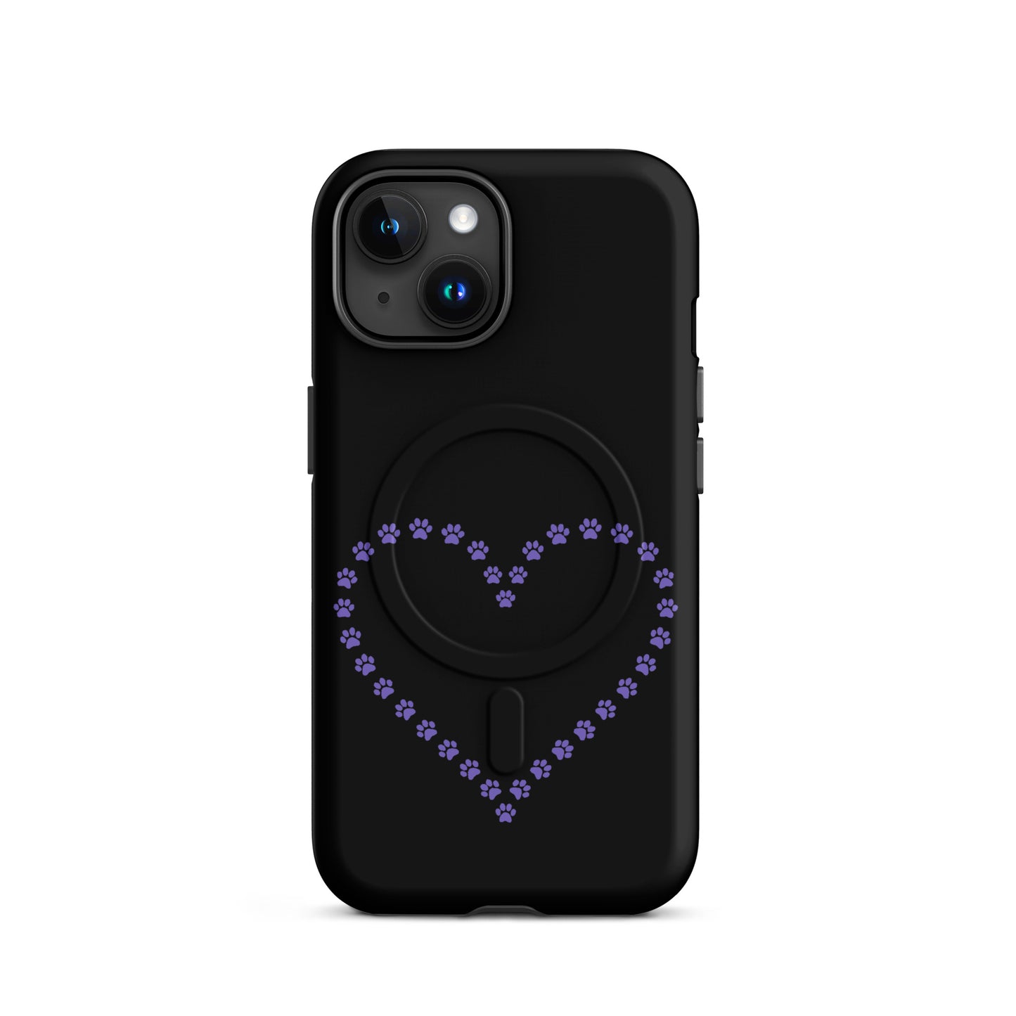 Magnetic Phone Case for iPhone with a whimsical paw print heart design for pet lovers.