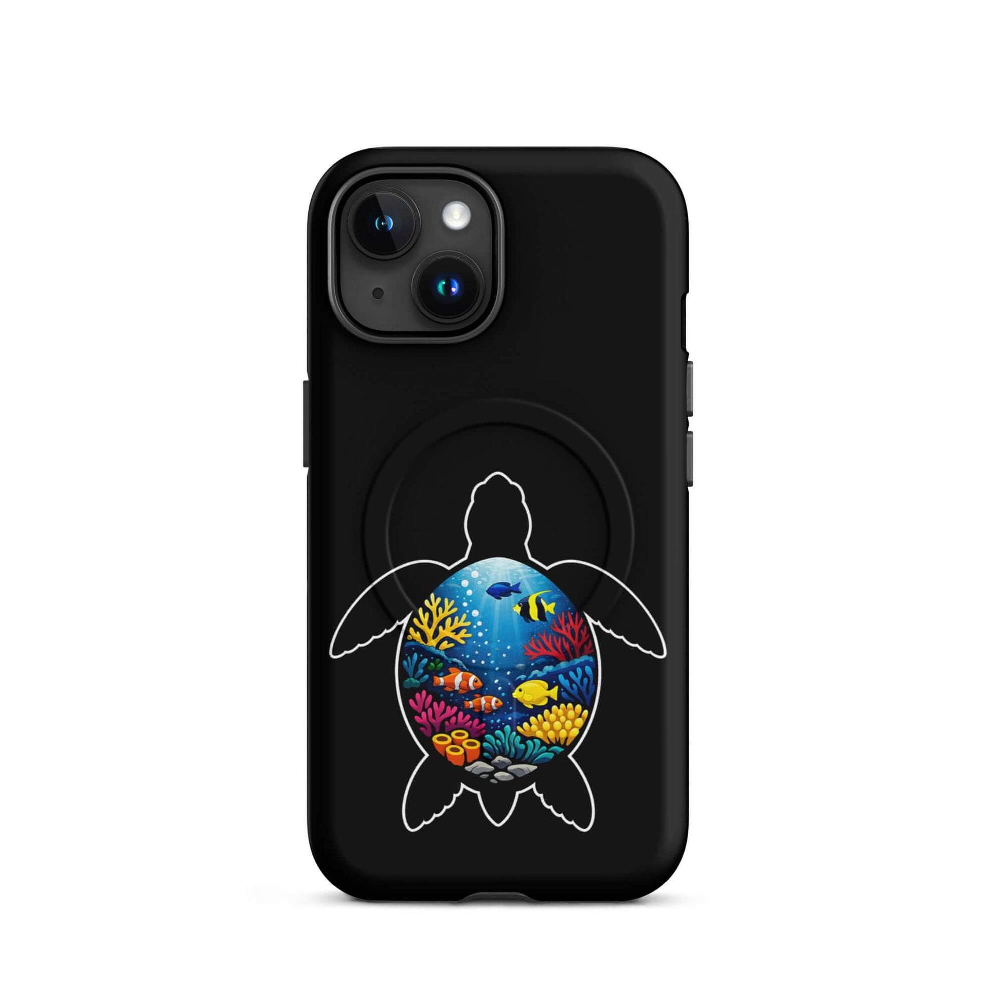 Magnetic Phone Case featuring a vibrant sea turtle reef design for iPhone, combining style and protection.