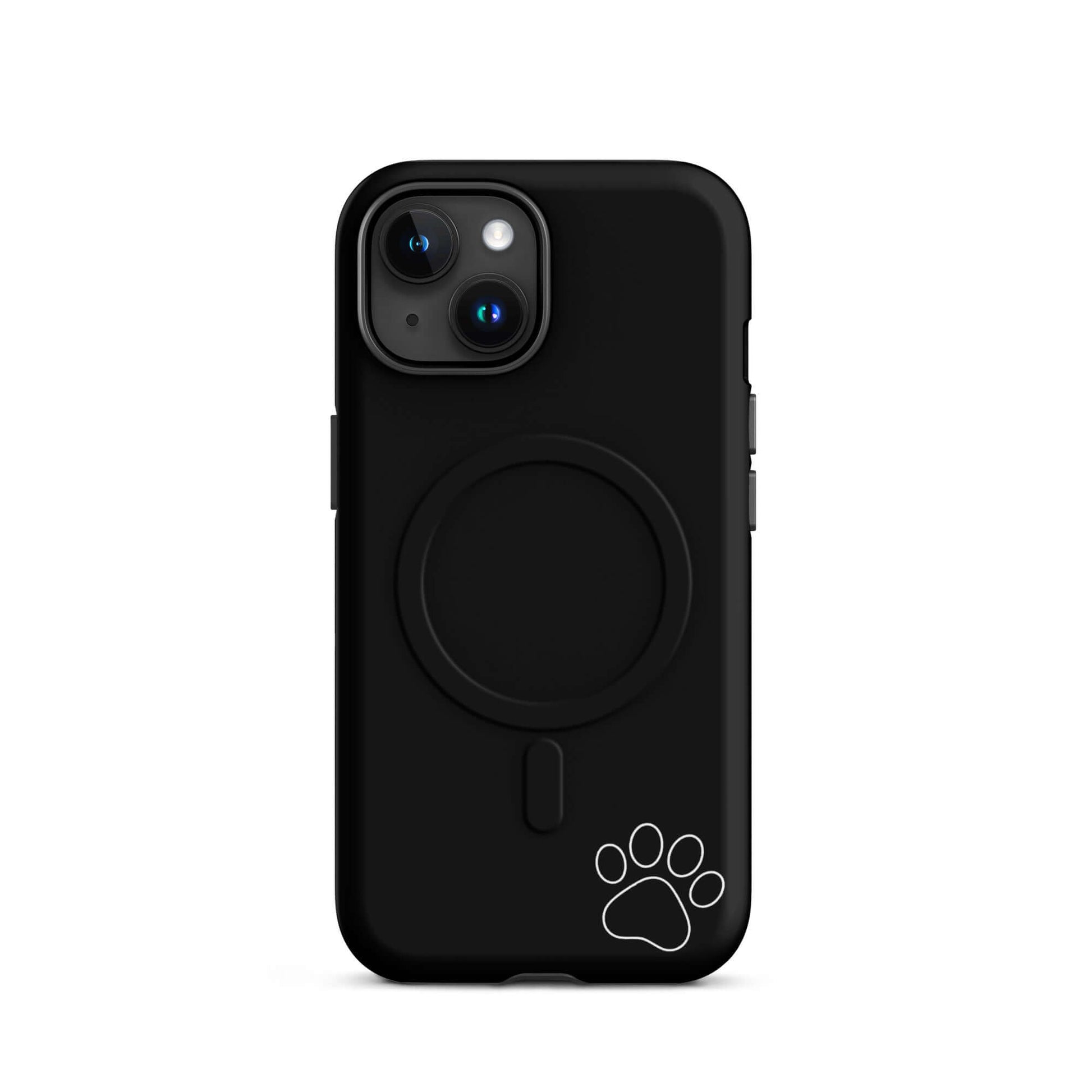 Magnetic Phone case for iPhone with black design and white paw print, minimalist tough case