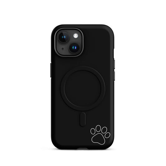 Magnetic Phone case for iPhone with black design and white paw print, minimalist tough case