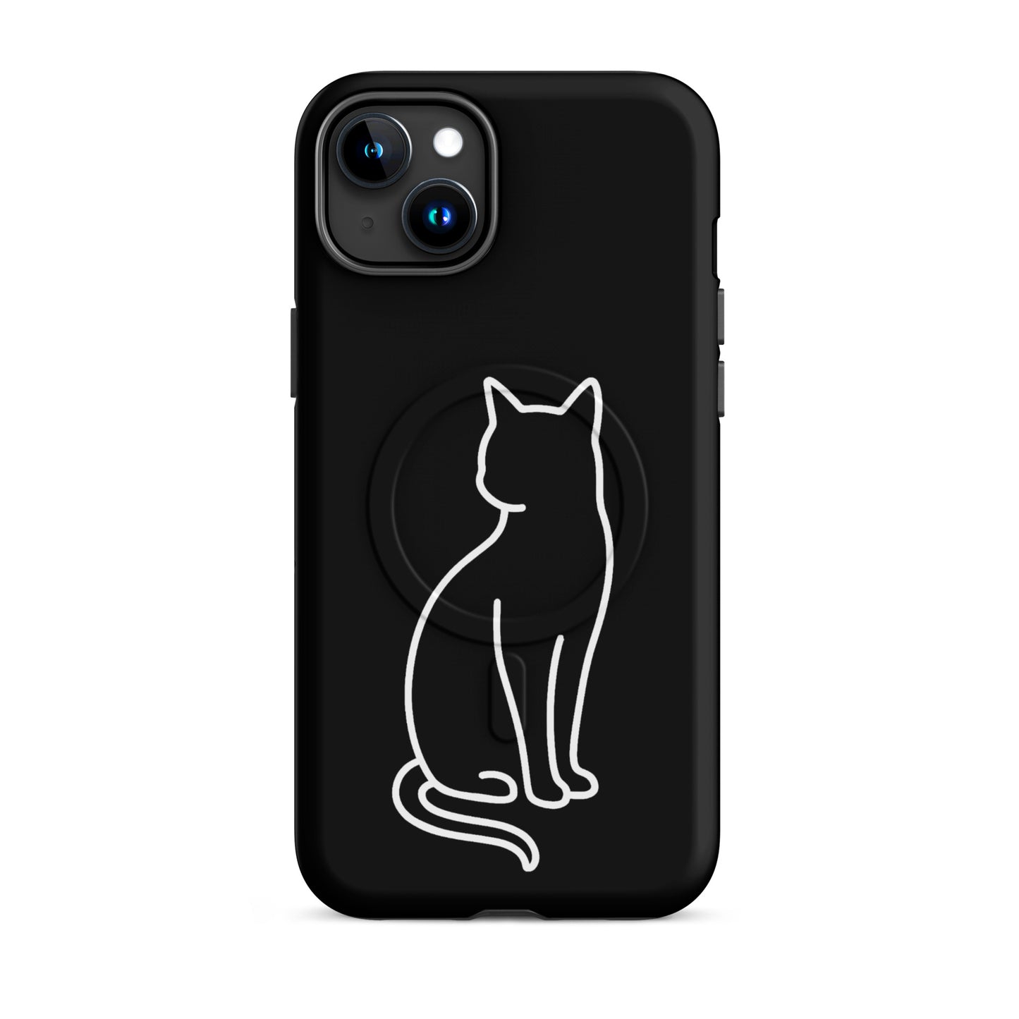 Magnetic Phone Case featuring a stylish minimalist cat design for iPhone, combining protection and modern art elegance.