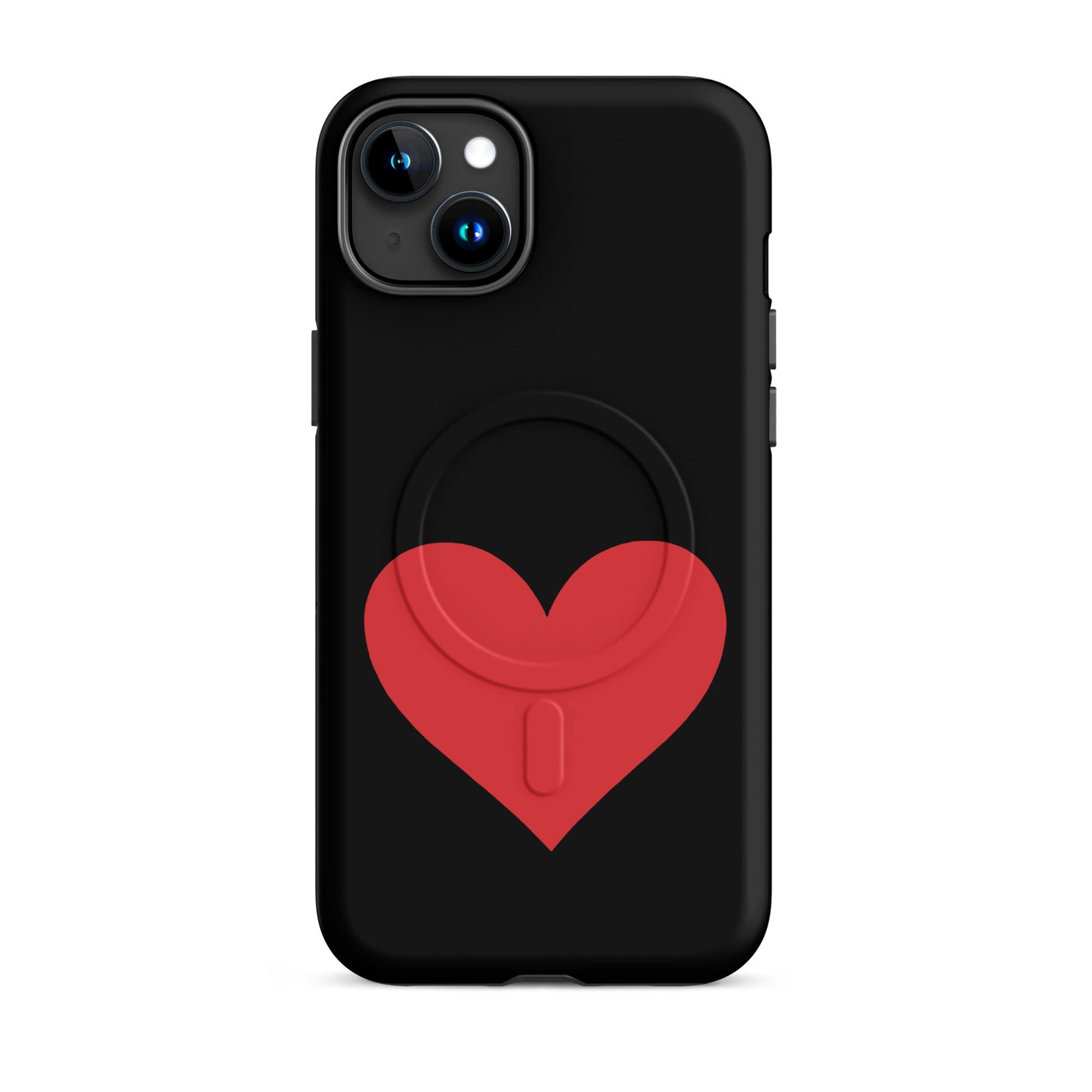 Magnetic Phone Case with red heart design on a black background, perfect for bold style and protection.