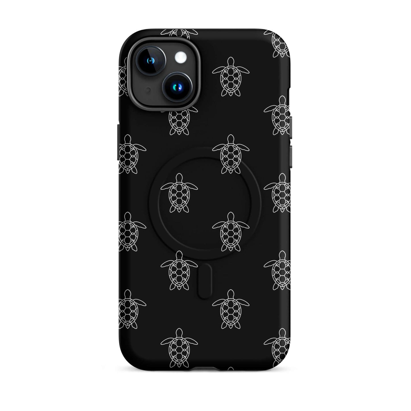 Magnetic Phone Case featuring minimalist sea turtle pattern in black and white design.