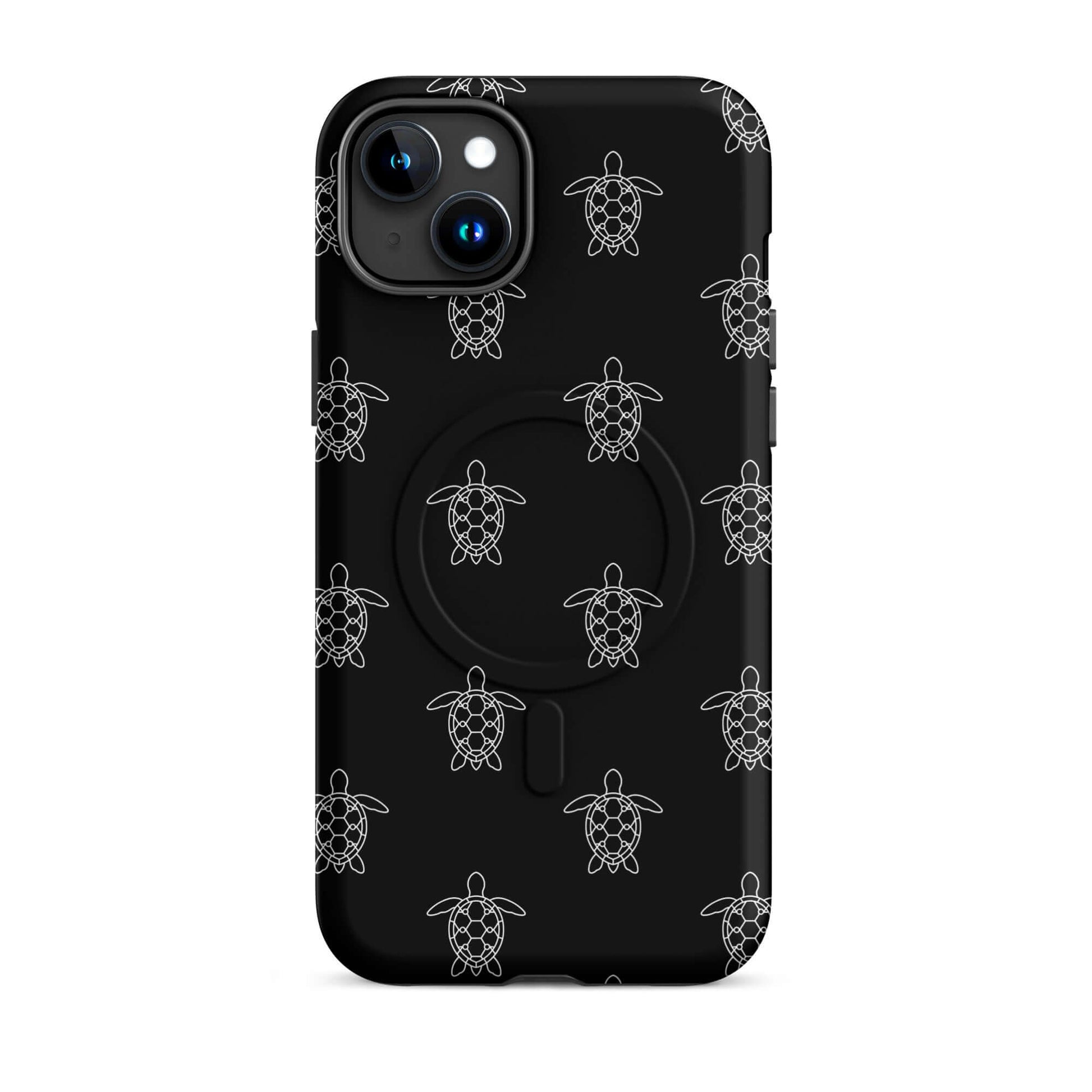 Magnetic Phone Case featuring minimalist sea turtle pattern in black and white design.