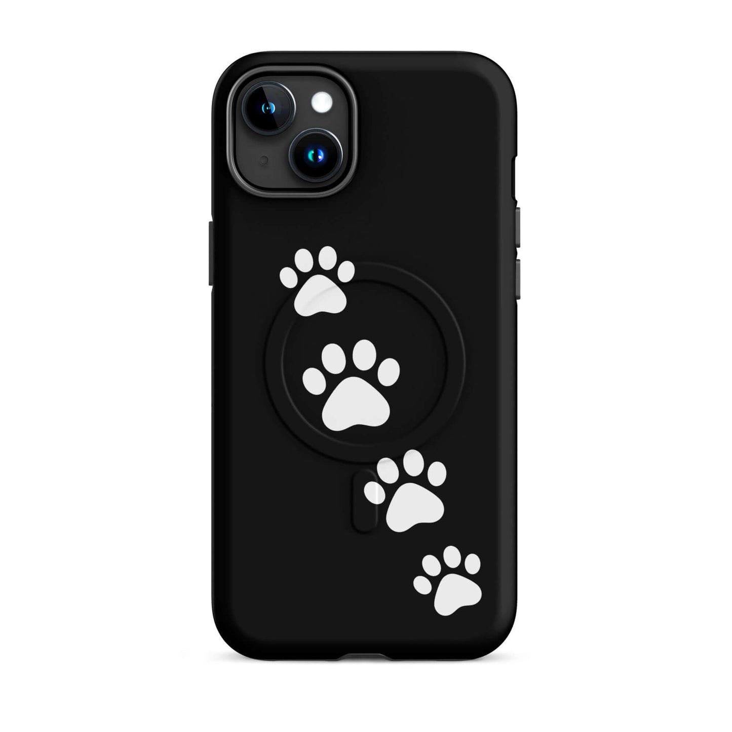 Magnetic Phone Case with playful white paw print design for pet lovers, compatible with iPhone, sleek and modern style