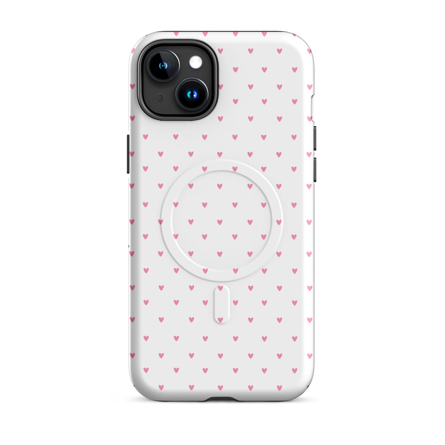 Magnetic Phone Case with heart‑dot pattern for iPhone, stylish and playful polka‑dot design on a white background.