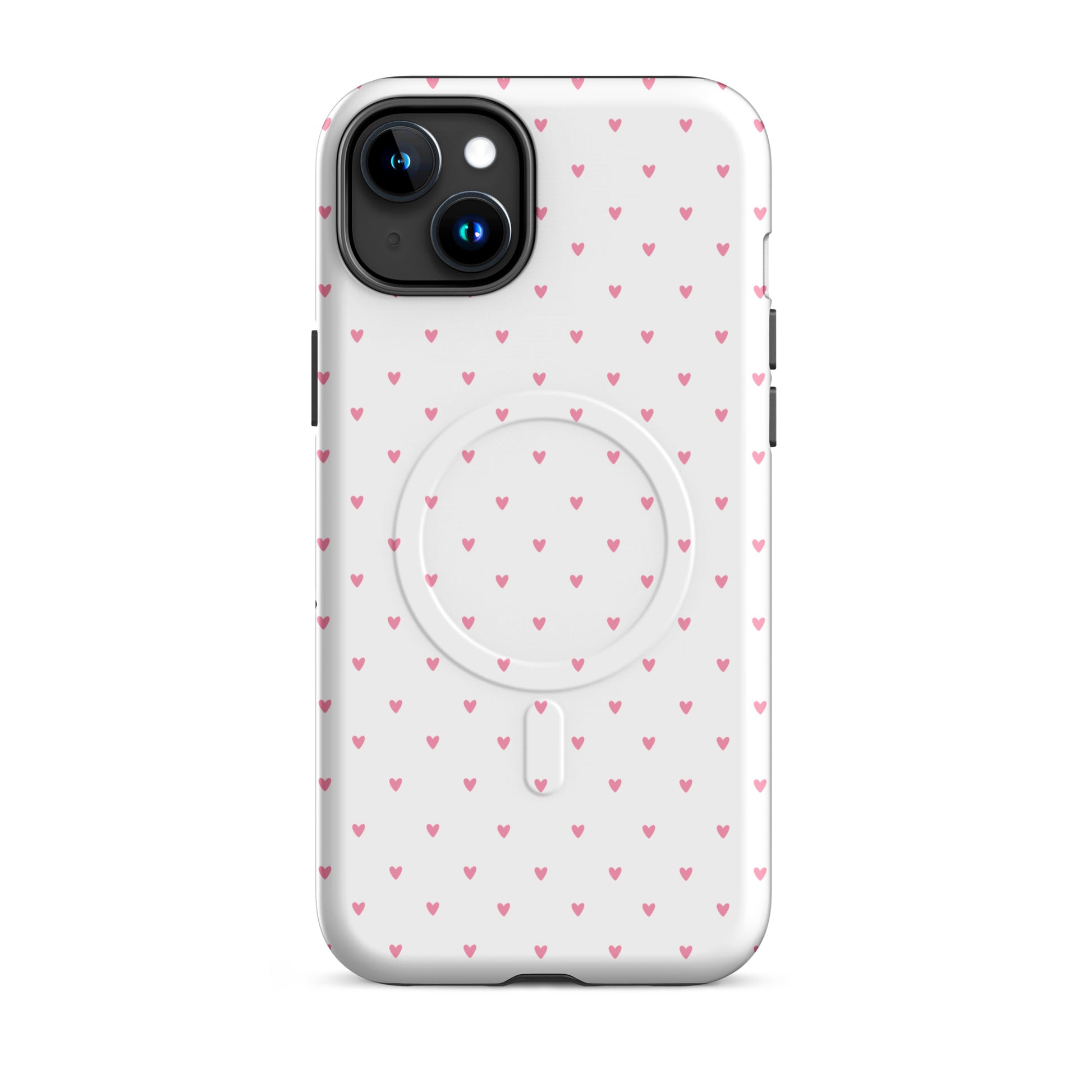 Magnetic Phone Case with heart‑dot pattern for iPhone, stylish and playful polka‑dot design on a white background.