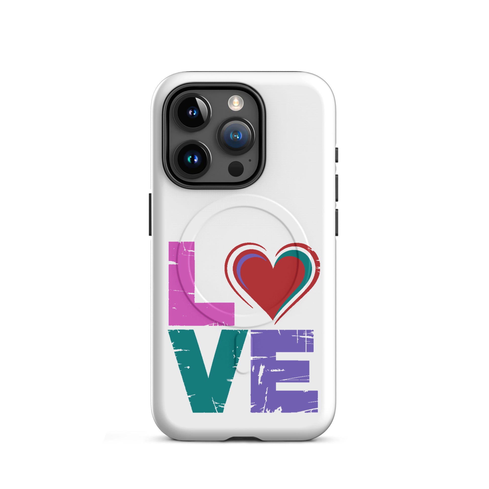 Love Magnetic Dual-Layer Tough Case for Apple iPhone Case with colorful design and magnetic attachment.