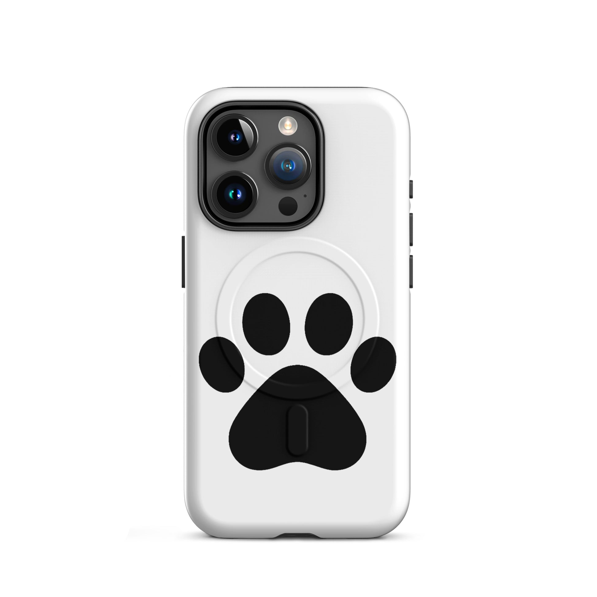 Magnetic Phone Case for iPhone with a minimalist paw print design, perfect for pet lovers.