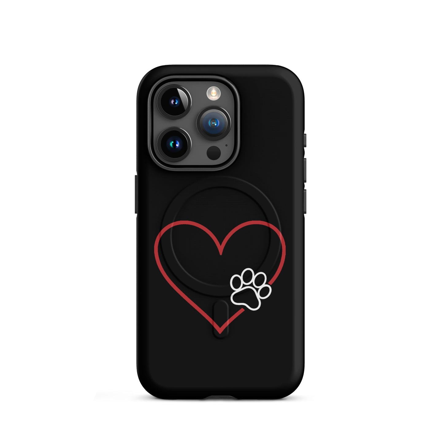 Magnetic Phone Case for iPhone with heart and paw design, symbolizing love and loyalty for pet enthusiasts.