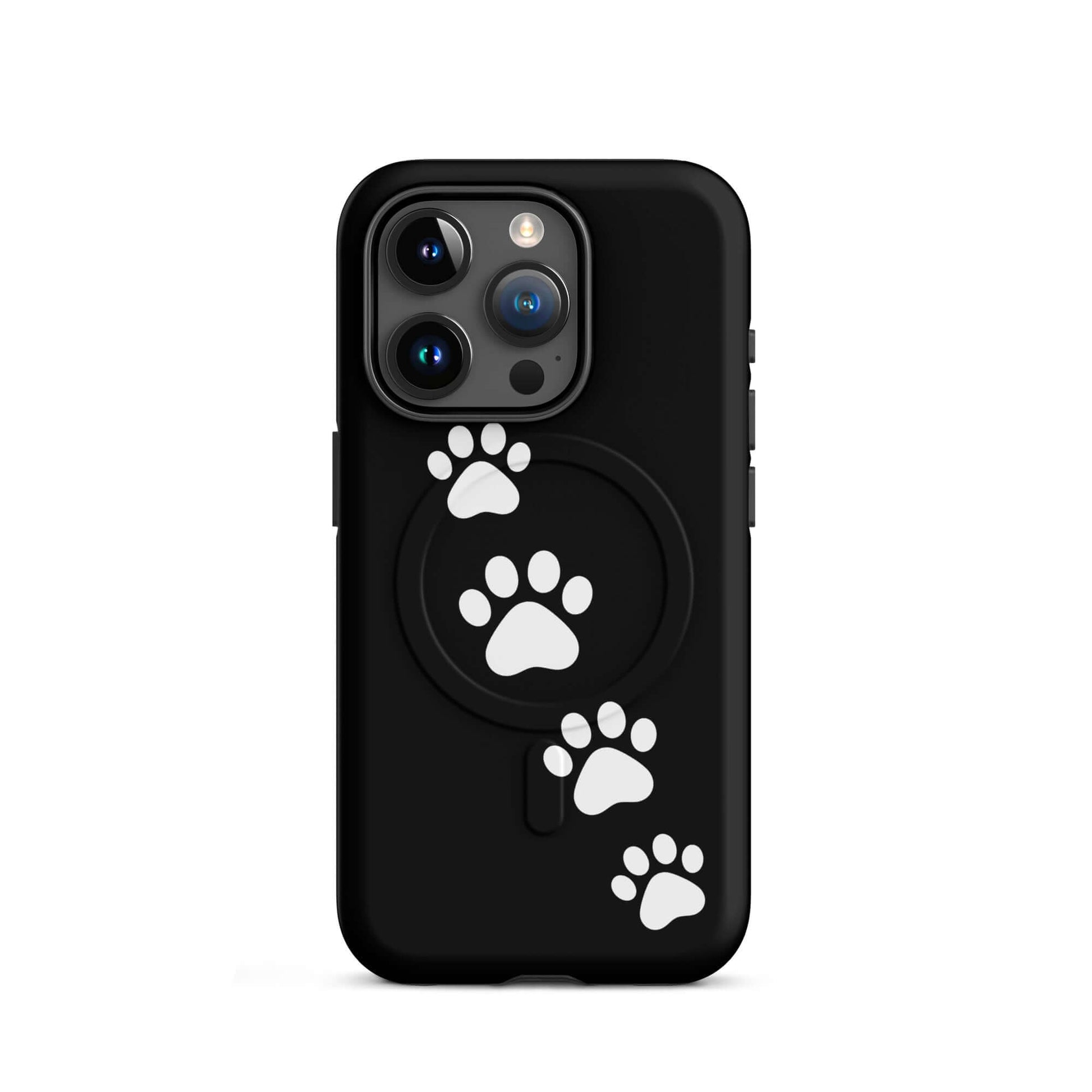 Magnetic Phone Case for iPhone with white paw print design, ideal for pet lovers and sleek modern style.