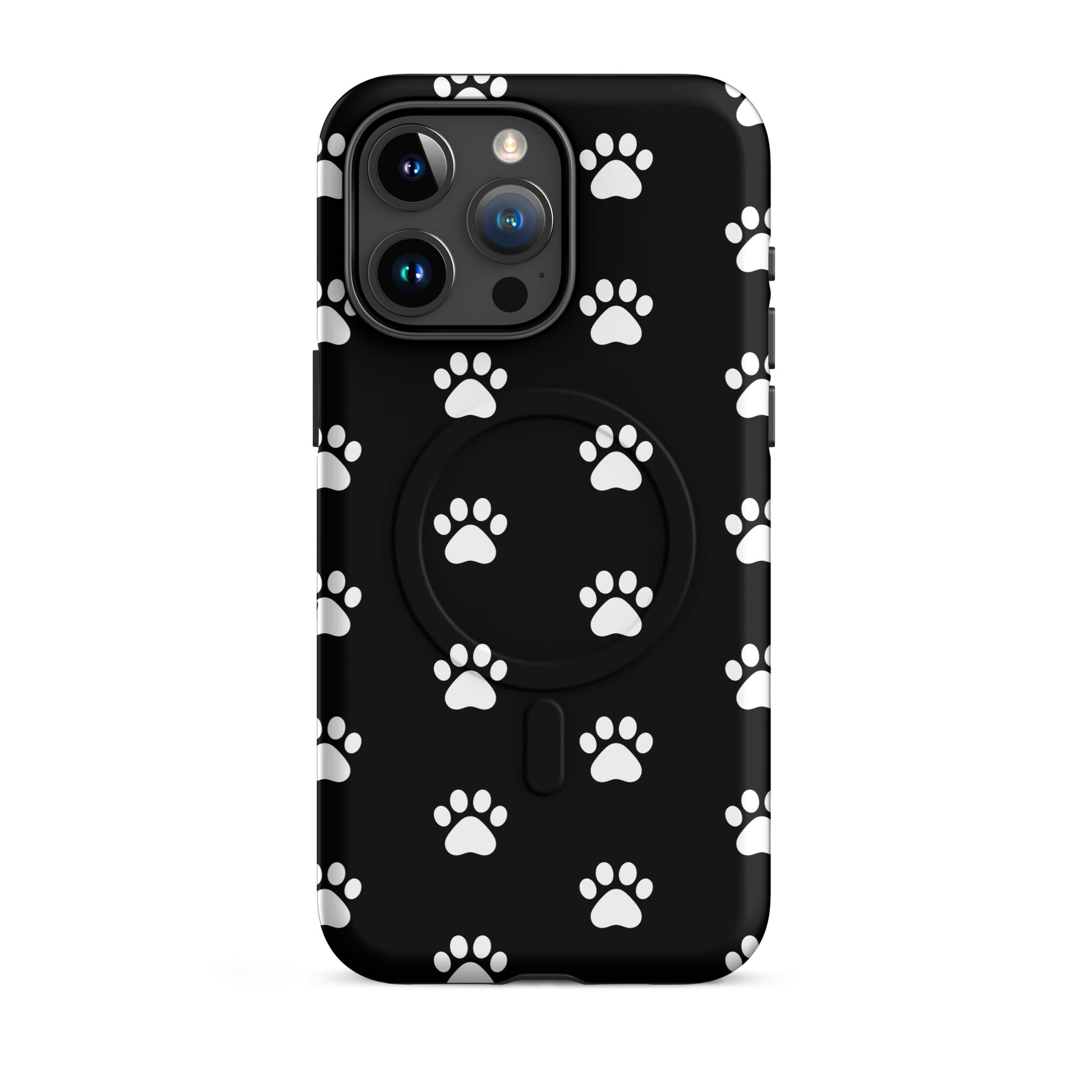 Magnetic Phone Case for iPhone featuring a playful paw print design for pet lovers.