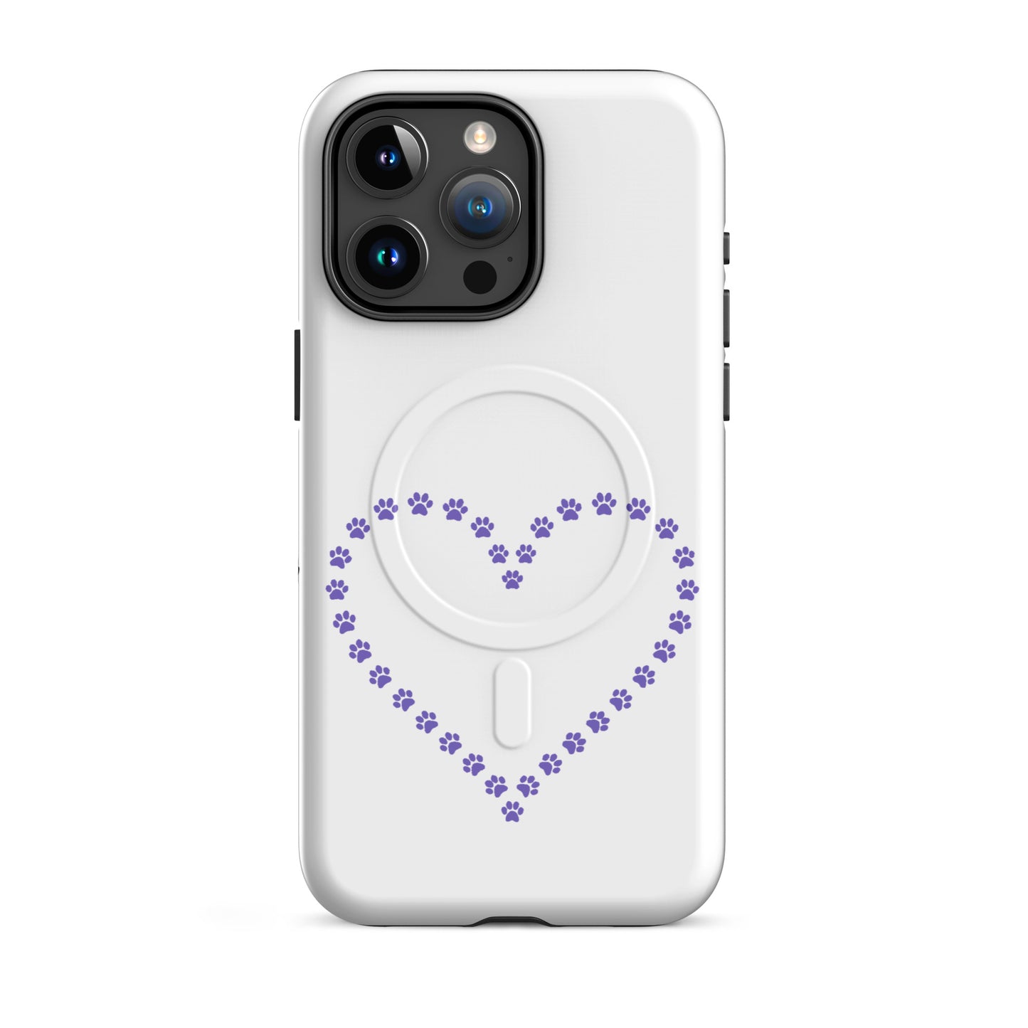 Magnetic Phone Case featuring playful paw print heart design for pet lovers and minimalist style.