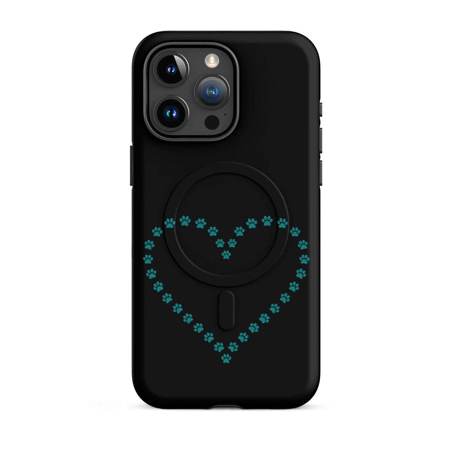 Magnetic Phone Case with paw print heart design for pet lovers, featuring whimsical charm and protection.