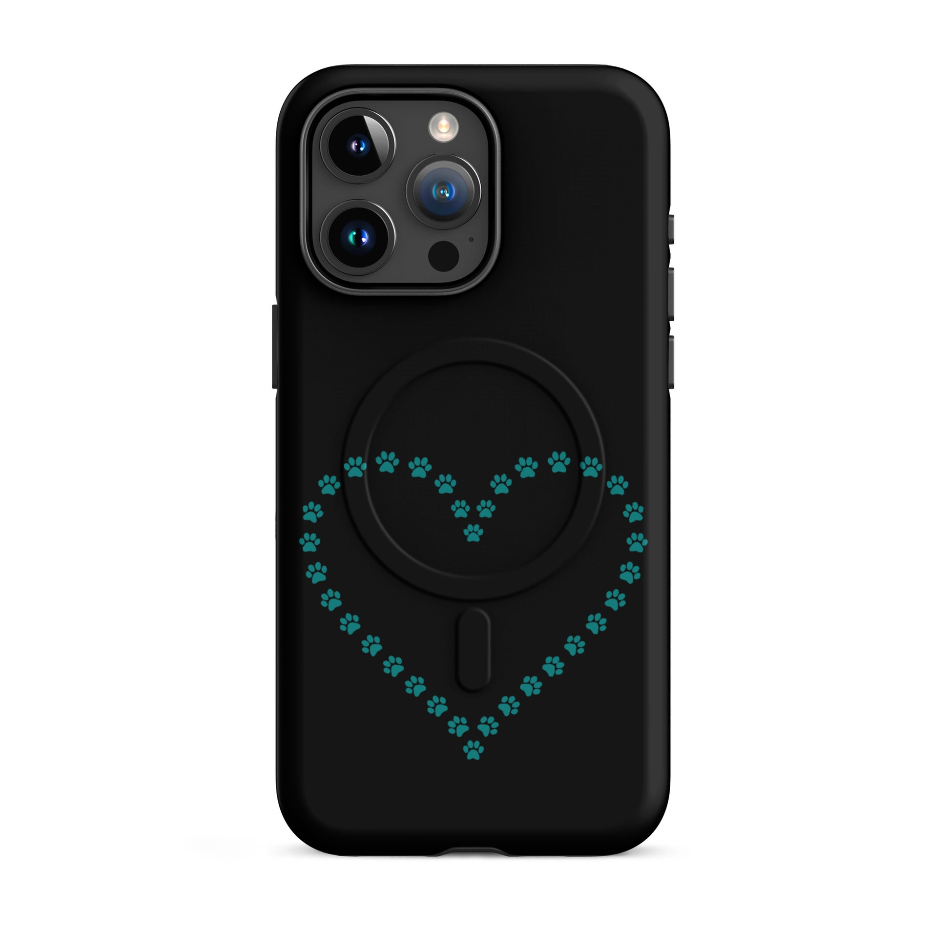 Magnetic Phone Case with paw print heart design for pet lovers, featuring whimsical charm and protection.