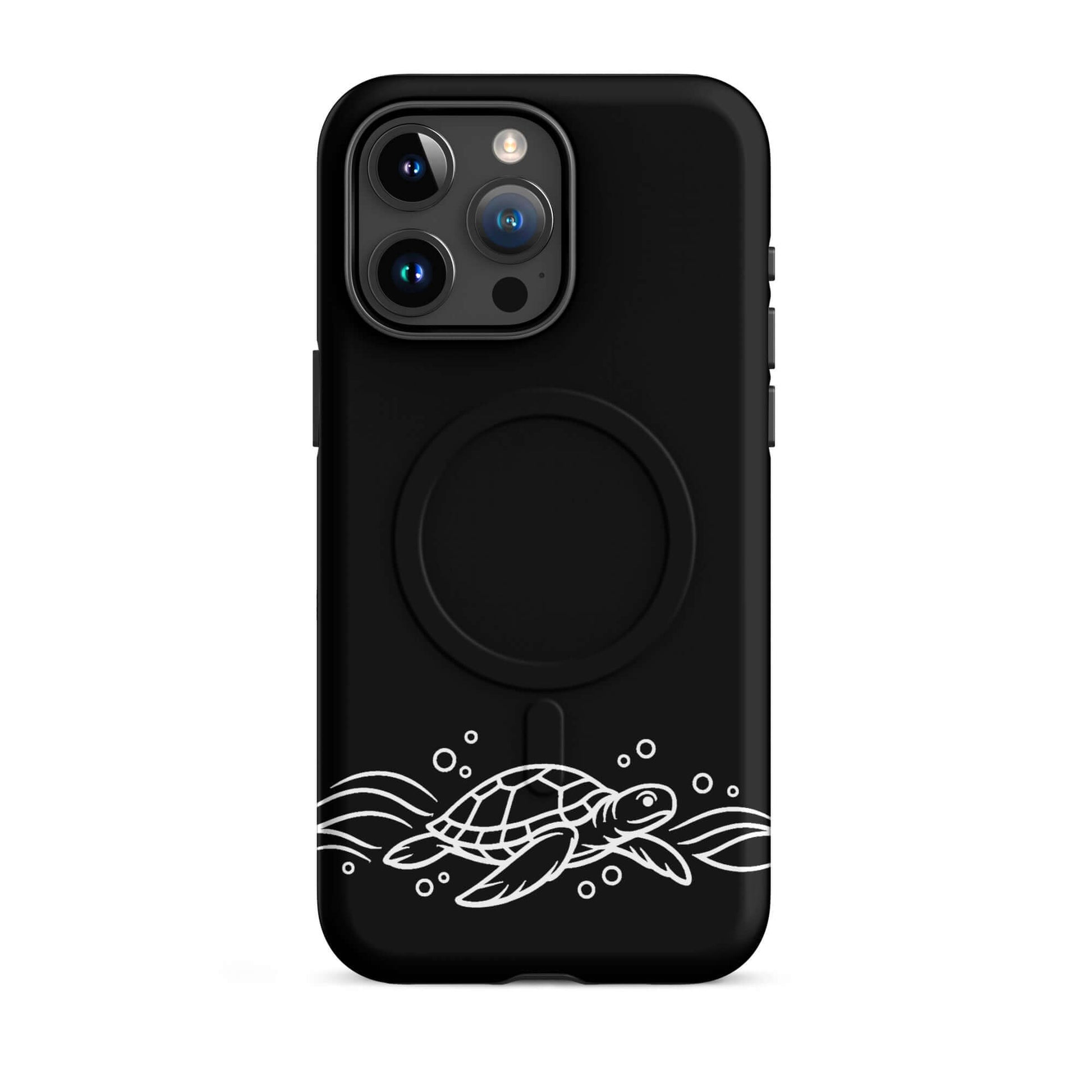 Magnetic Phone Case featuring a minimalist sea turtle and waves design, stylish and modern for iPhone.