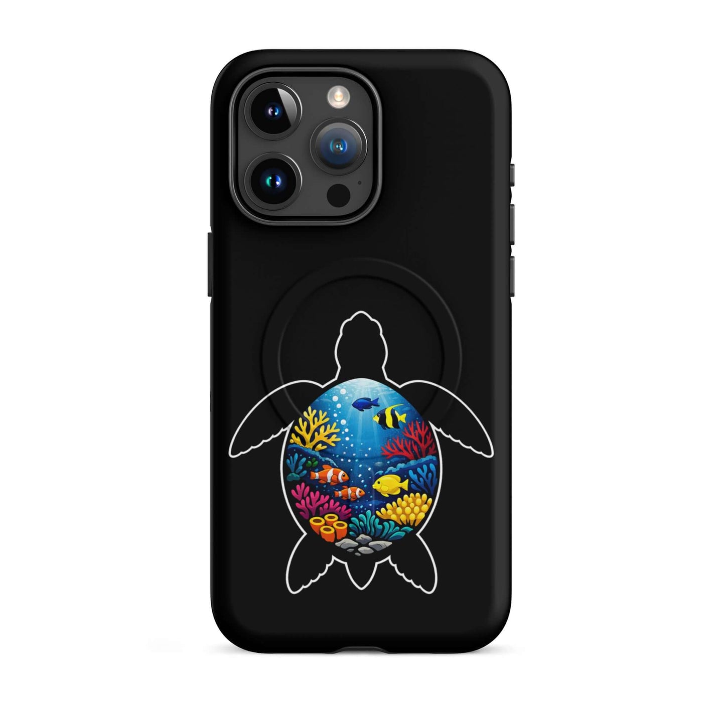 Magnetic Phone Case for iPhone featuring vibrant sea turtle reef design, perfect blend of style and protection.