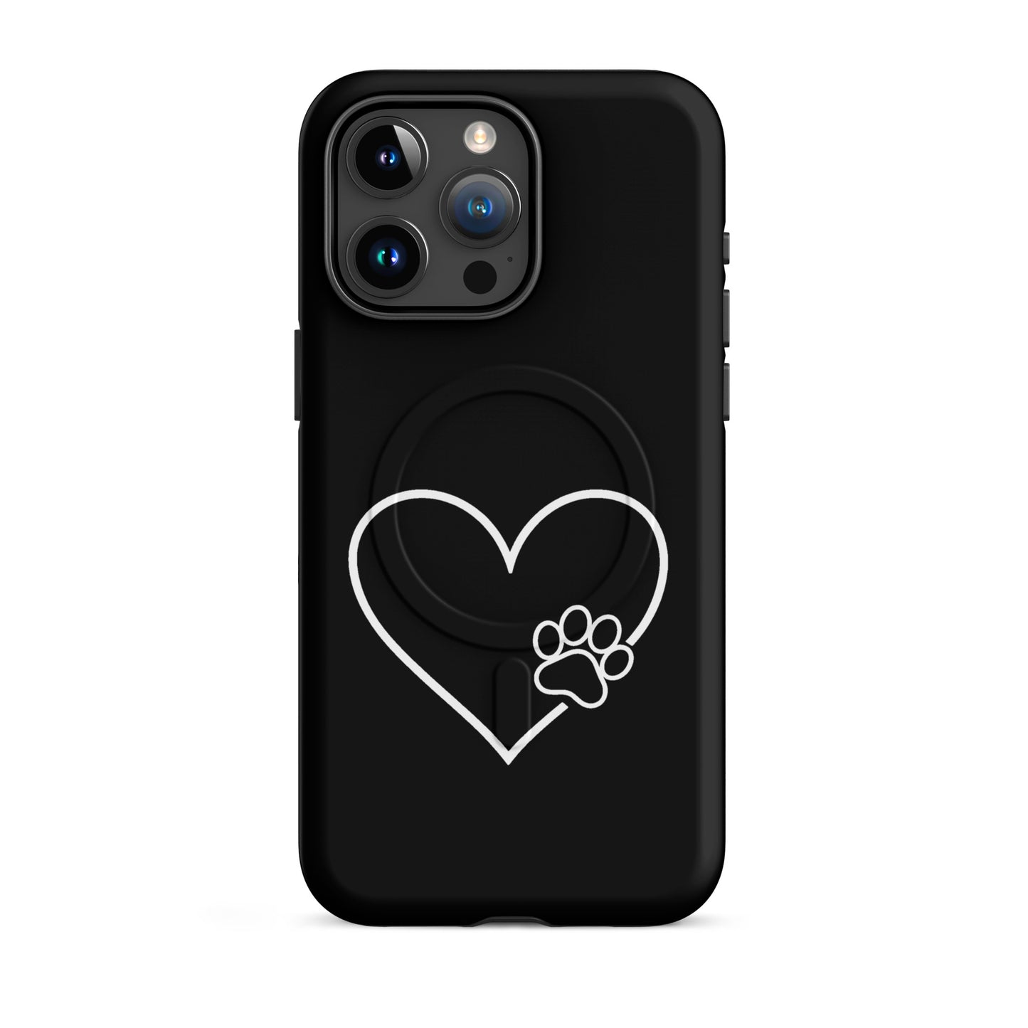 Magnetic Phone Case with heart and paw print design for iPhone, combining style and protection for pet lovers.