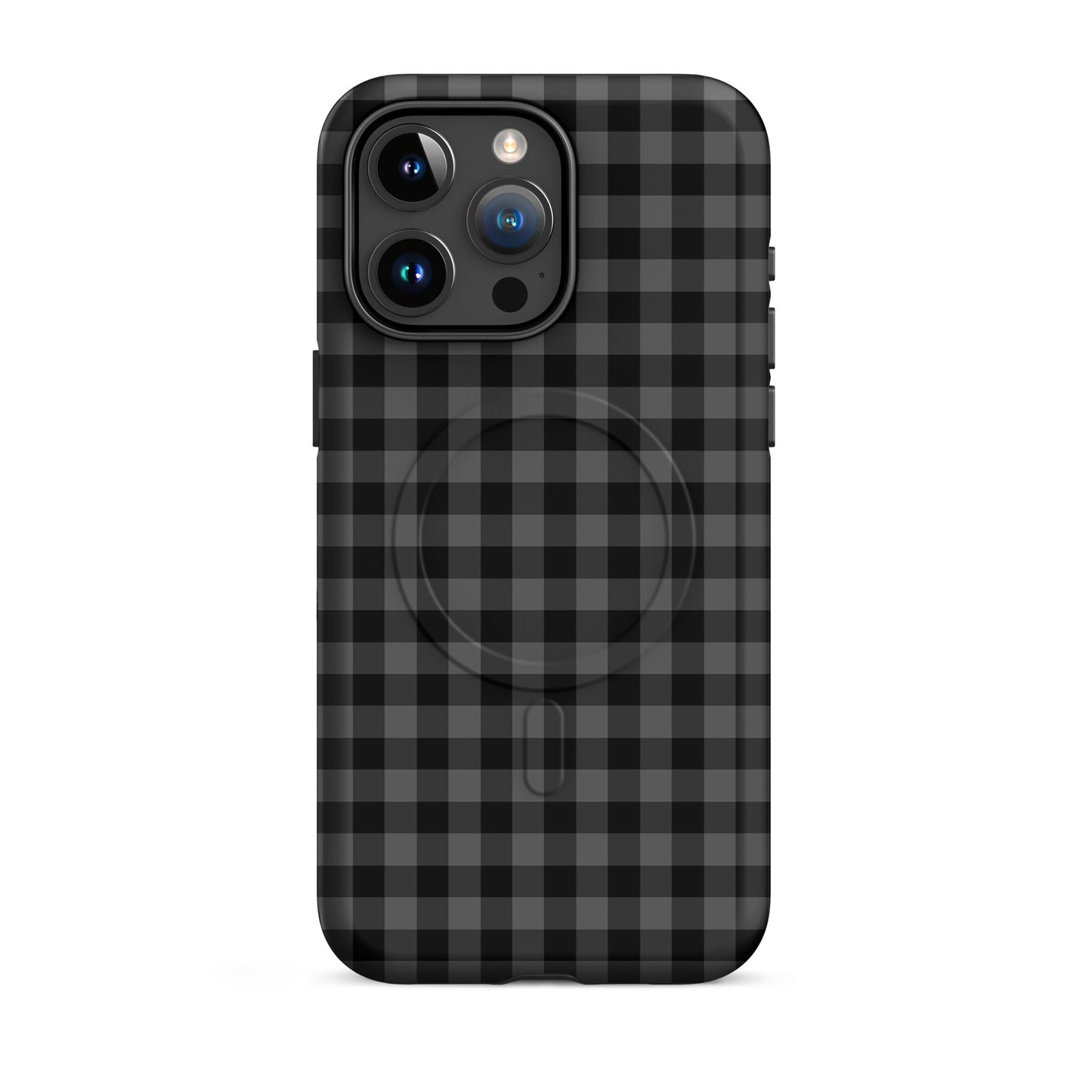 Magnetic Phone Case with gingham pattern for iPhone, offering modern style and protection.