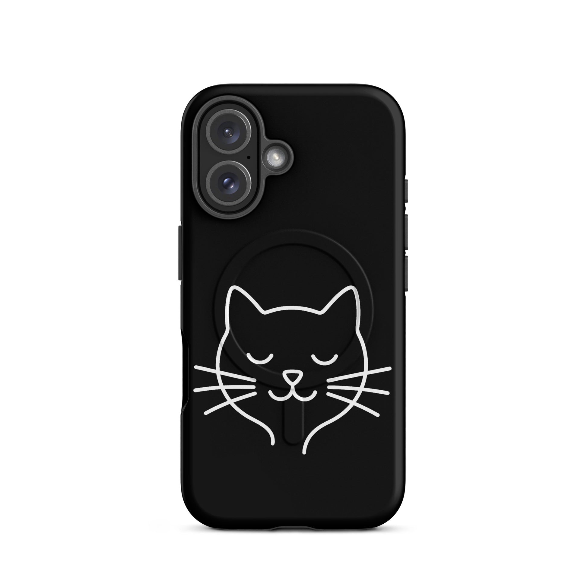 Magnetic Phone Case featuring cute minimalist cat line art design for iPhone.