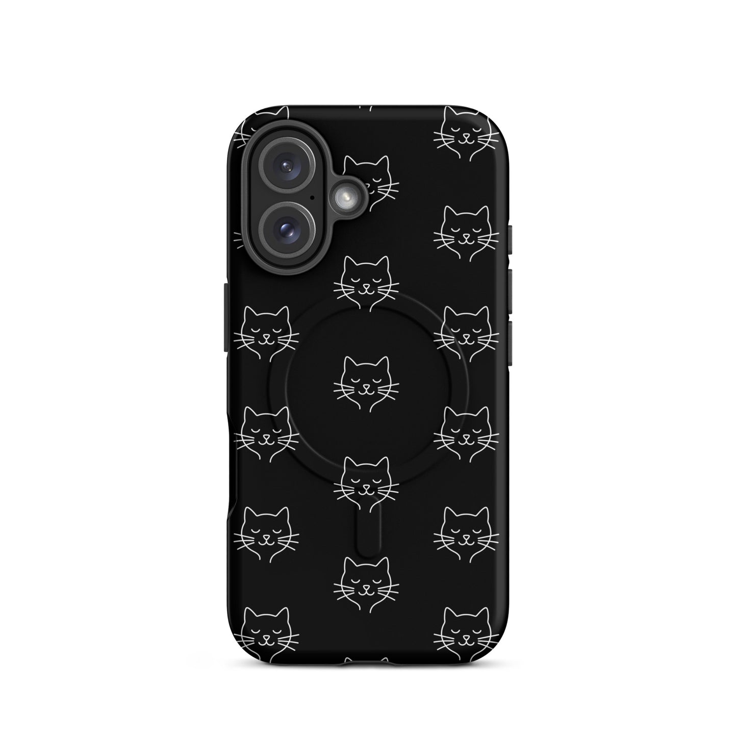 Magnetic Phone Case featuring cute minimalist cat pattern design for iPhone.
