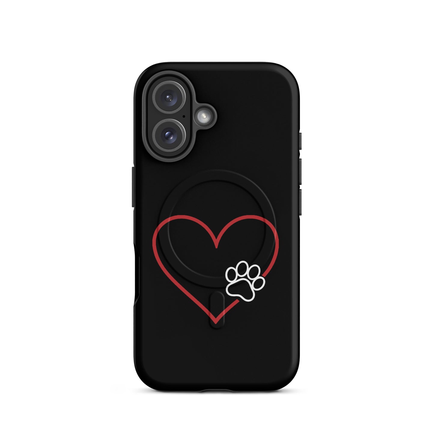 Magnetic Phone Case for iPhone with heart and paw print design, symbolizes love and loyalty, perfect for pet lovers seeking stylish protection.