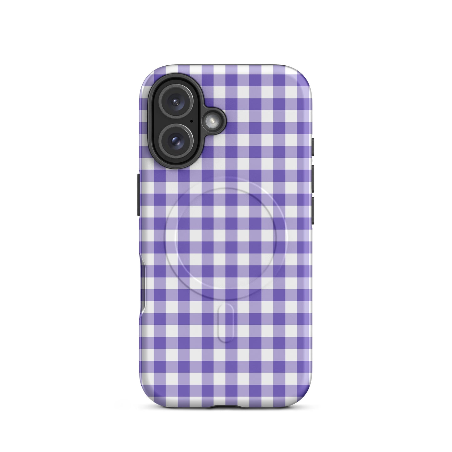 Purple and white gingham Magnetic Phone Case for iPhone, combining style with protection.