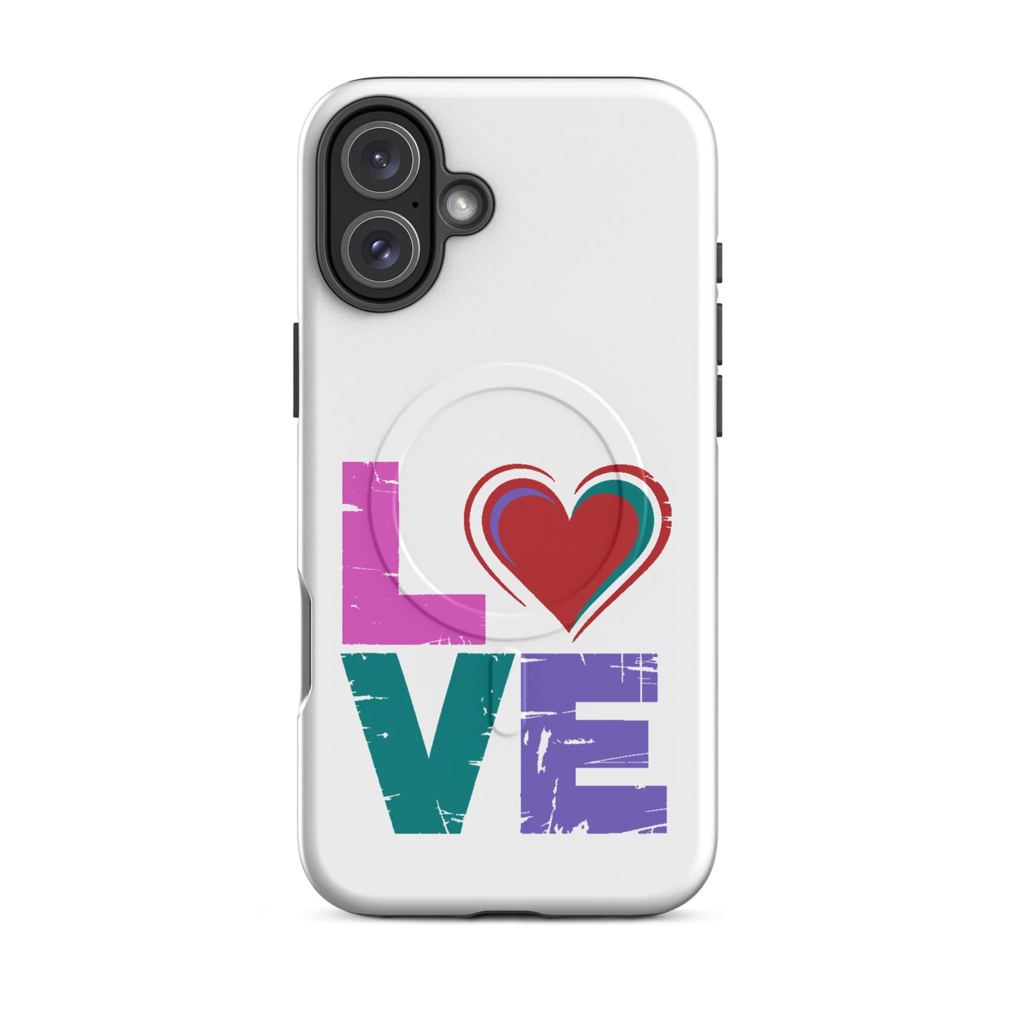 Love Magnetic Dual-Layer Tough Case for iPhone, Apple iPhone Case with colorful love design, stylish and protective.