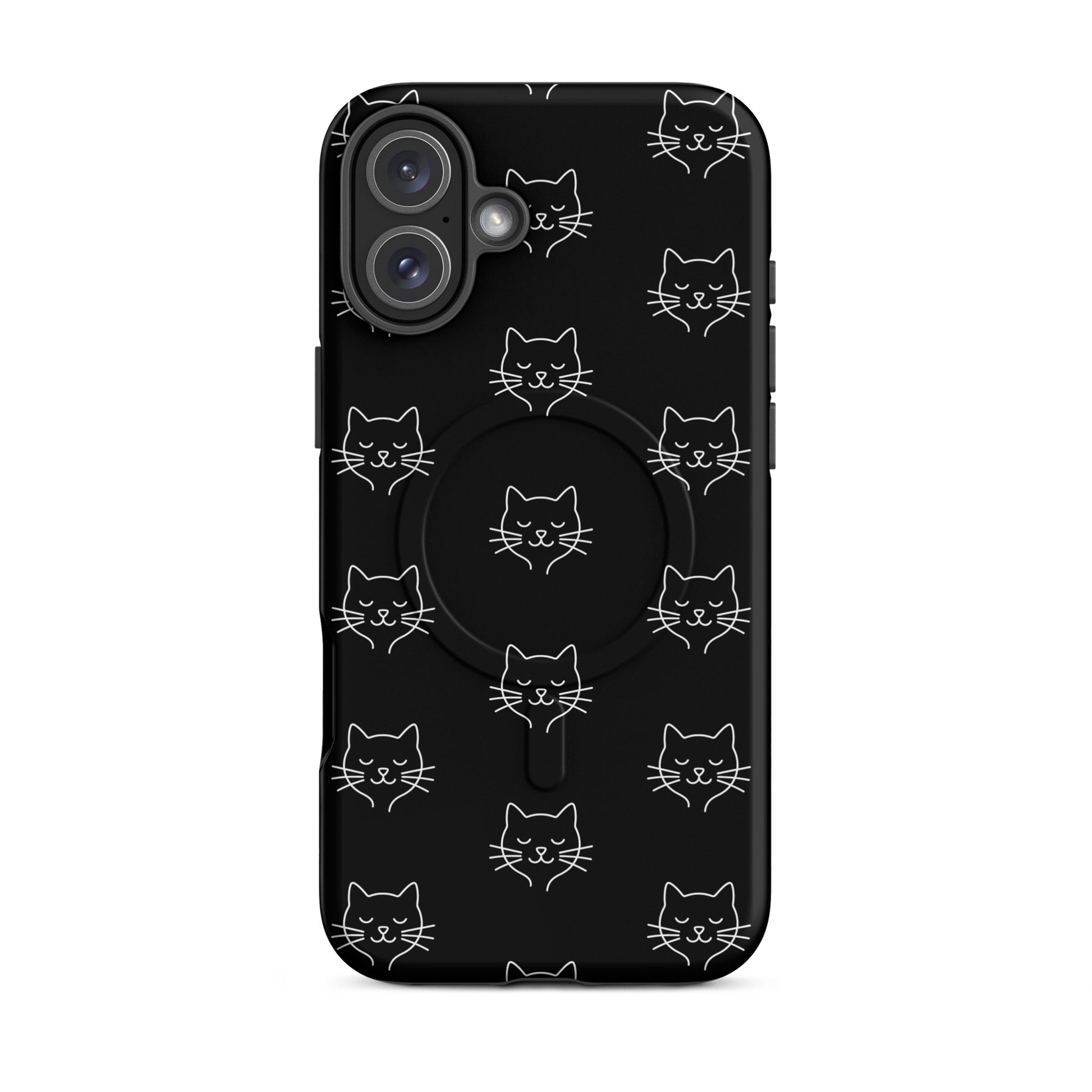 Magnetic Phone Case for iPhone featuring a cute minimalist cat pattern design for stylish protection.