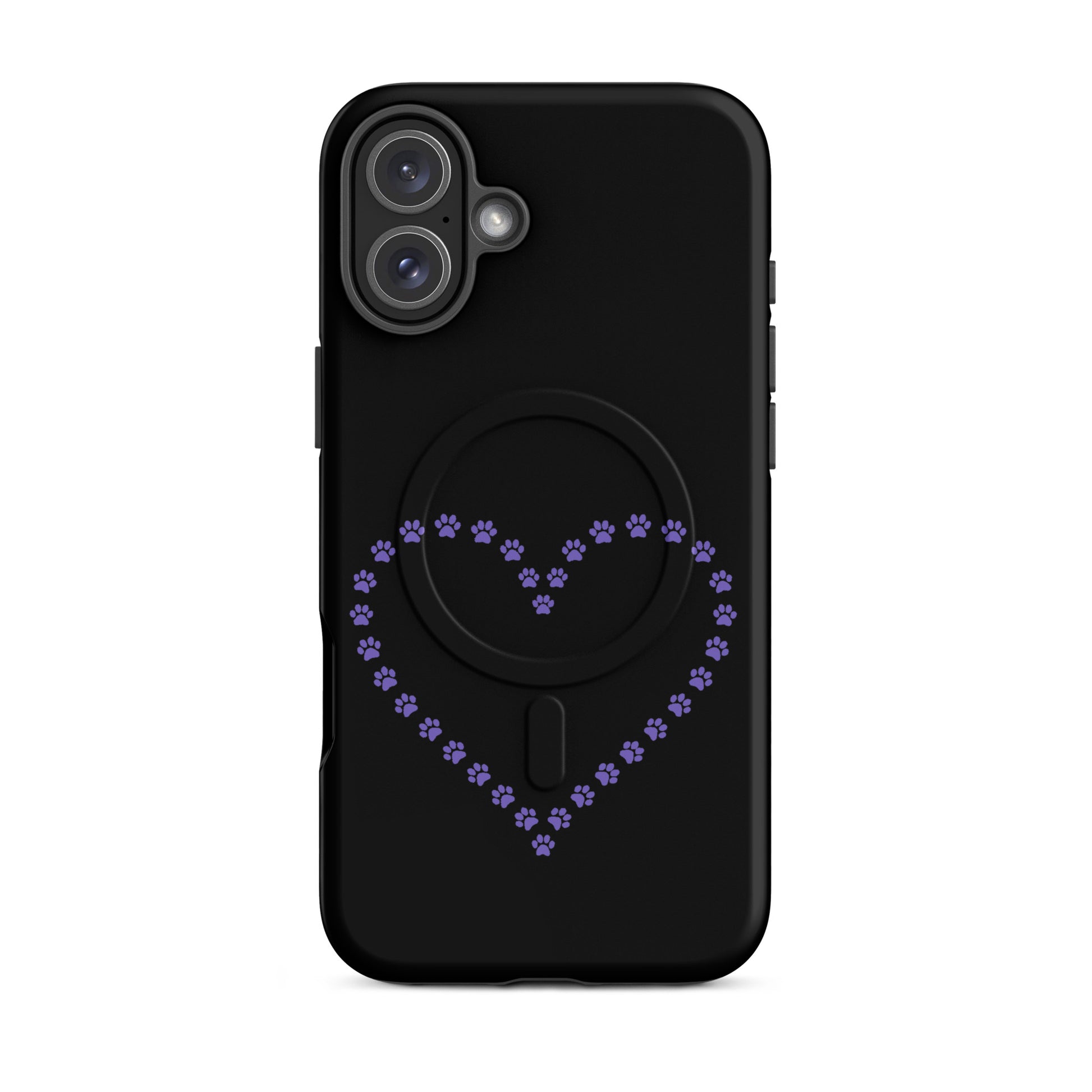 Magnetic Phone Case featuring a heart design made of paw prints, perfect for pet lovers and minimalist style.