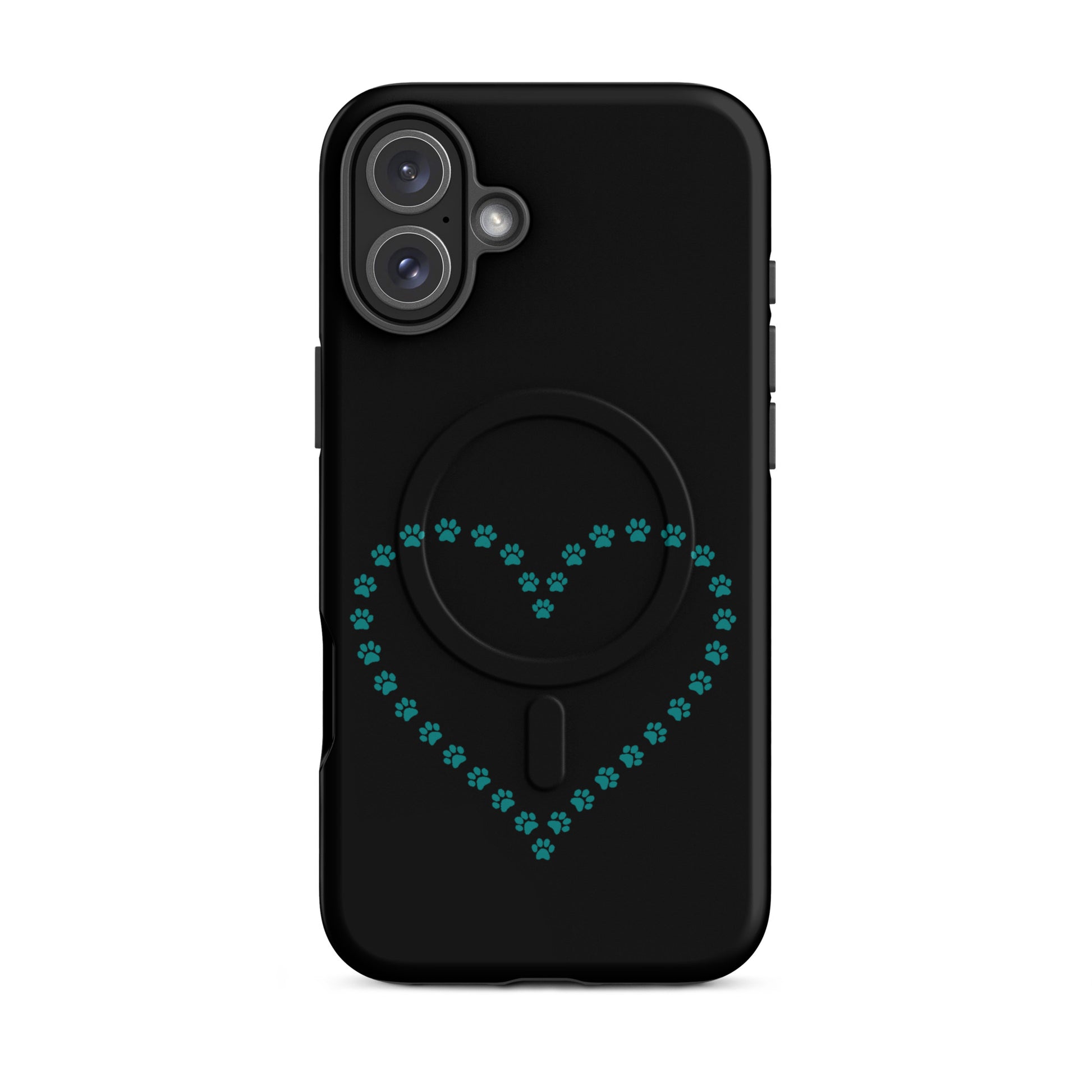 Magnetic Phone Case featuring a heart design made of paw prints, perfect for pet lovers.