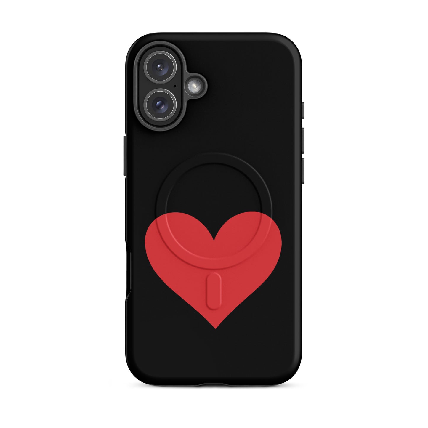 Magnetic Phone Case featuring a vibrant heart design on a black background, perfect for stylish protection.
