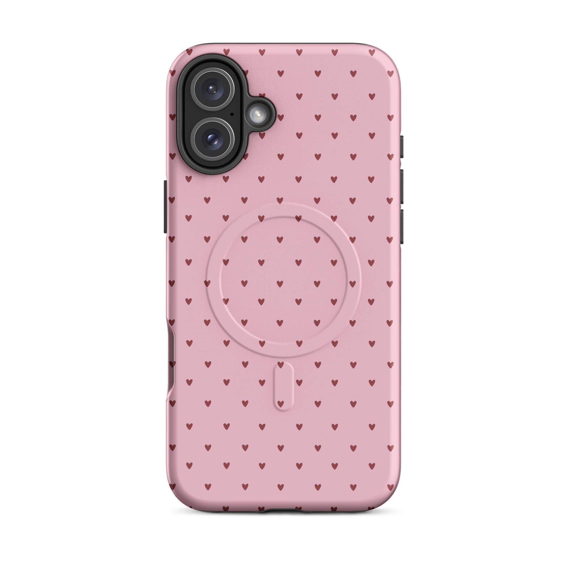 Magnetic Phone Case with heart-dot pattern for iPhone, playful design combining style and functionality.