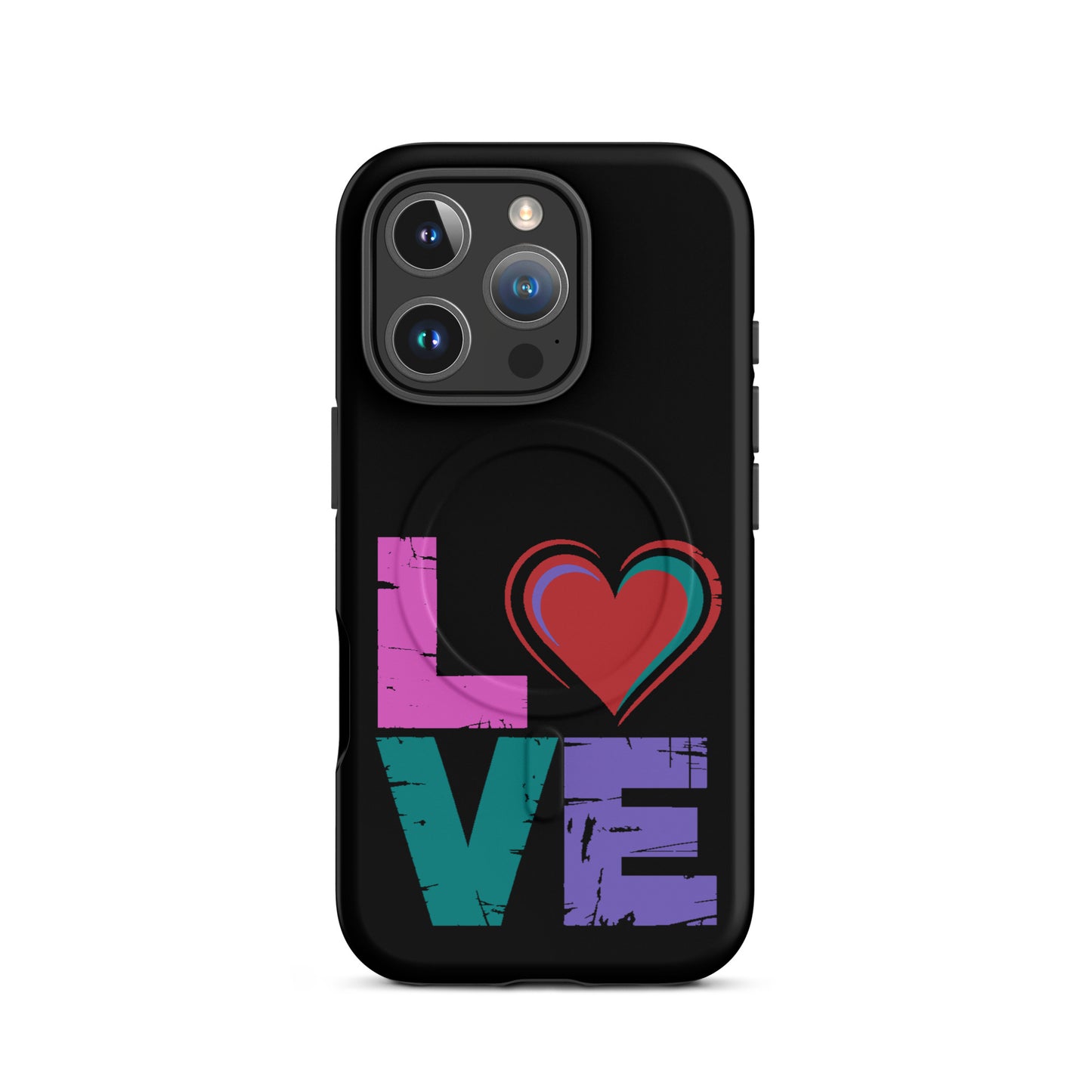 Love Magnetic Dual-Layer Tough Case for iPhone featuring colorful love design