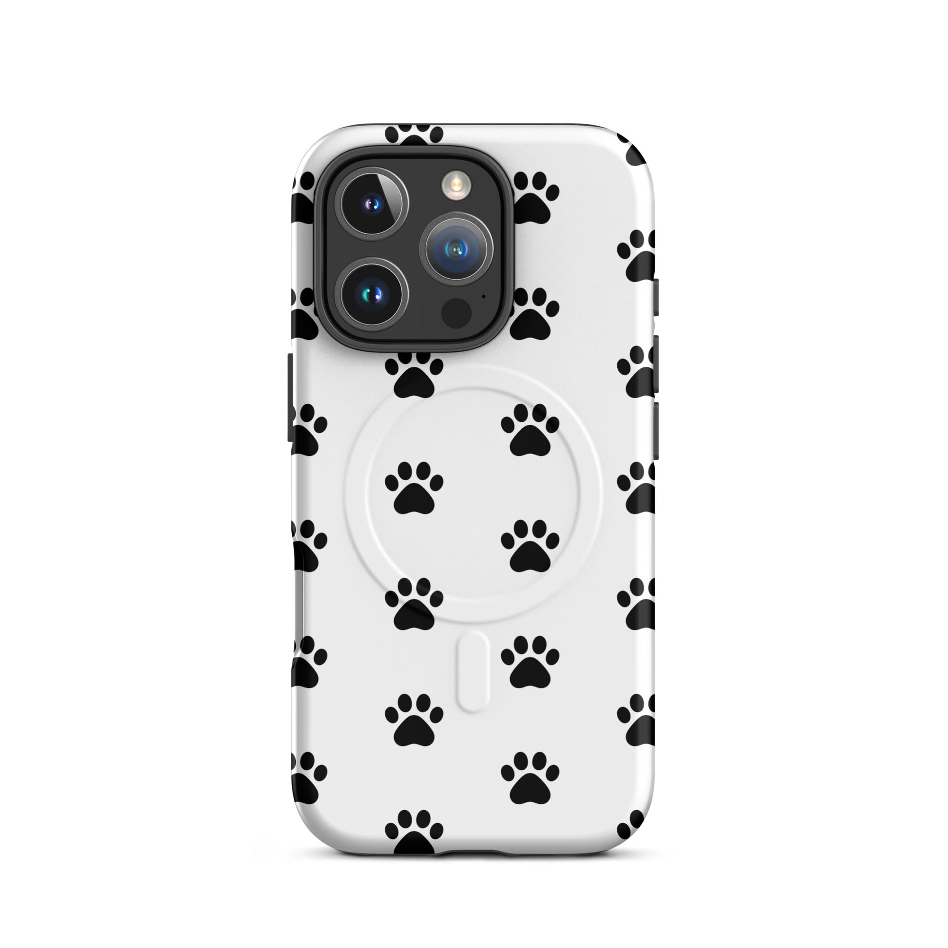 Magnetic Phone Case featuring a playful paw print design for pet lovers.