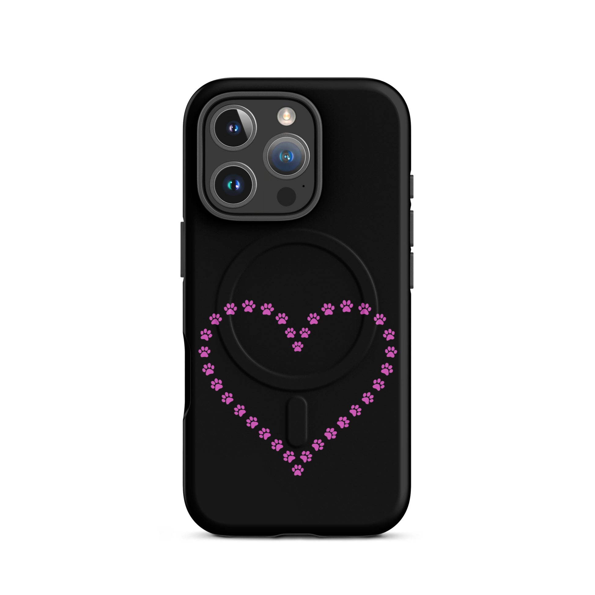 Magnetic Phone Case featuring a heart design made of paw prints, ideal for pet lovers.