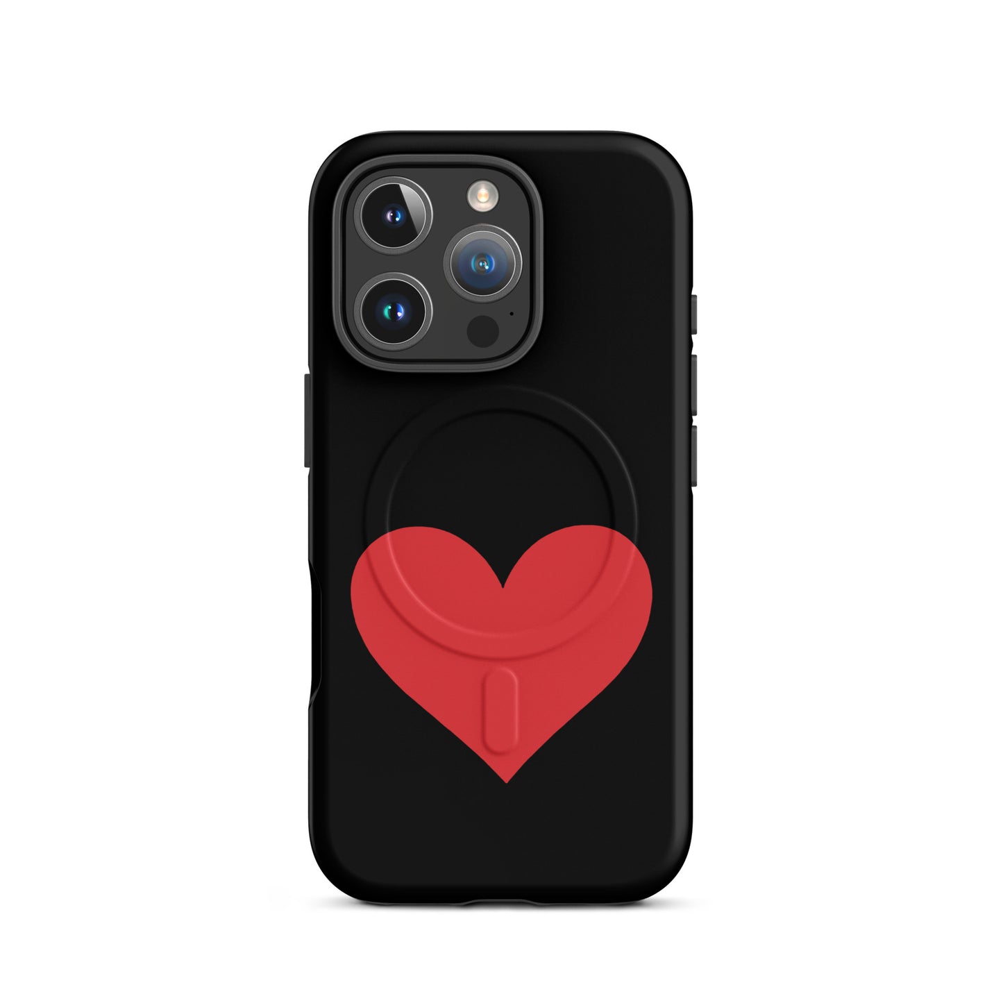 Magnetic Phone Case featuring a vibrant heart design on a sleek black background for iPhone.