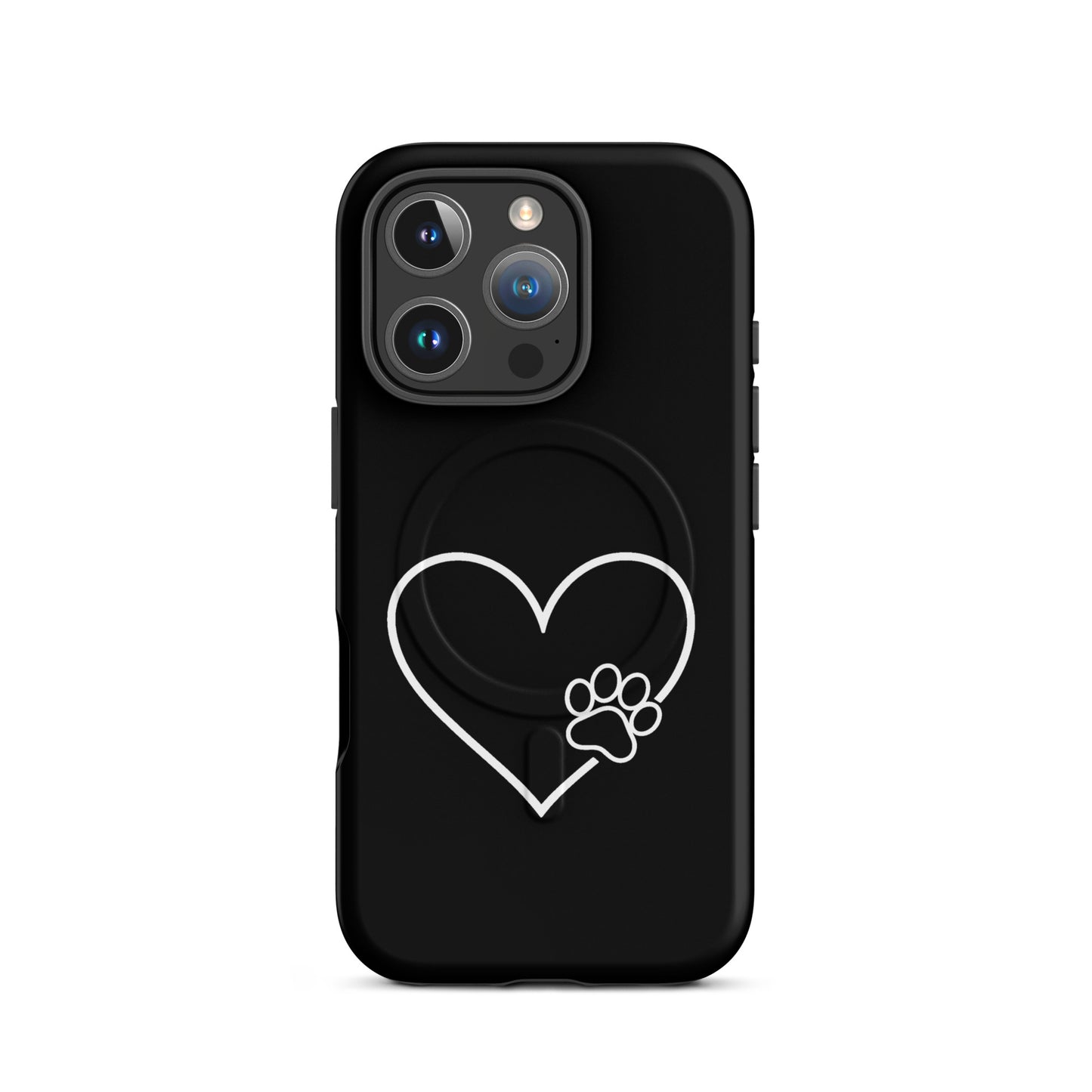 Magnetic Phone Case for iPhone with heart and paw print design, blending style with pet lovers' passion.
