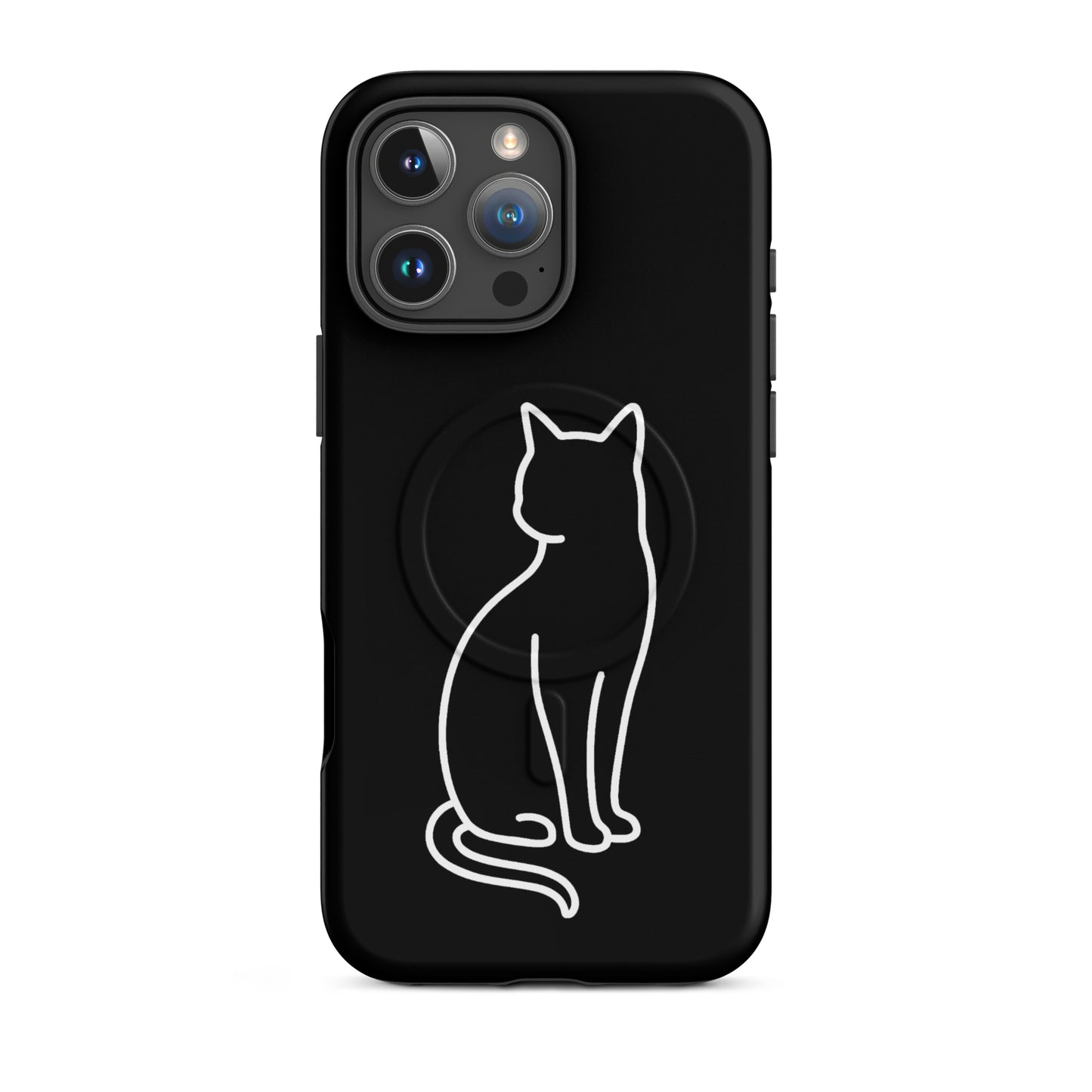 Magnetic Phone Case featuring a stylish minimalist cat design, perfect for cat lovers.