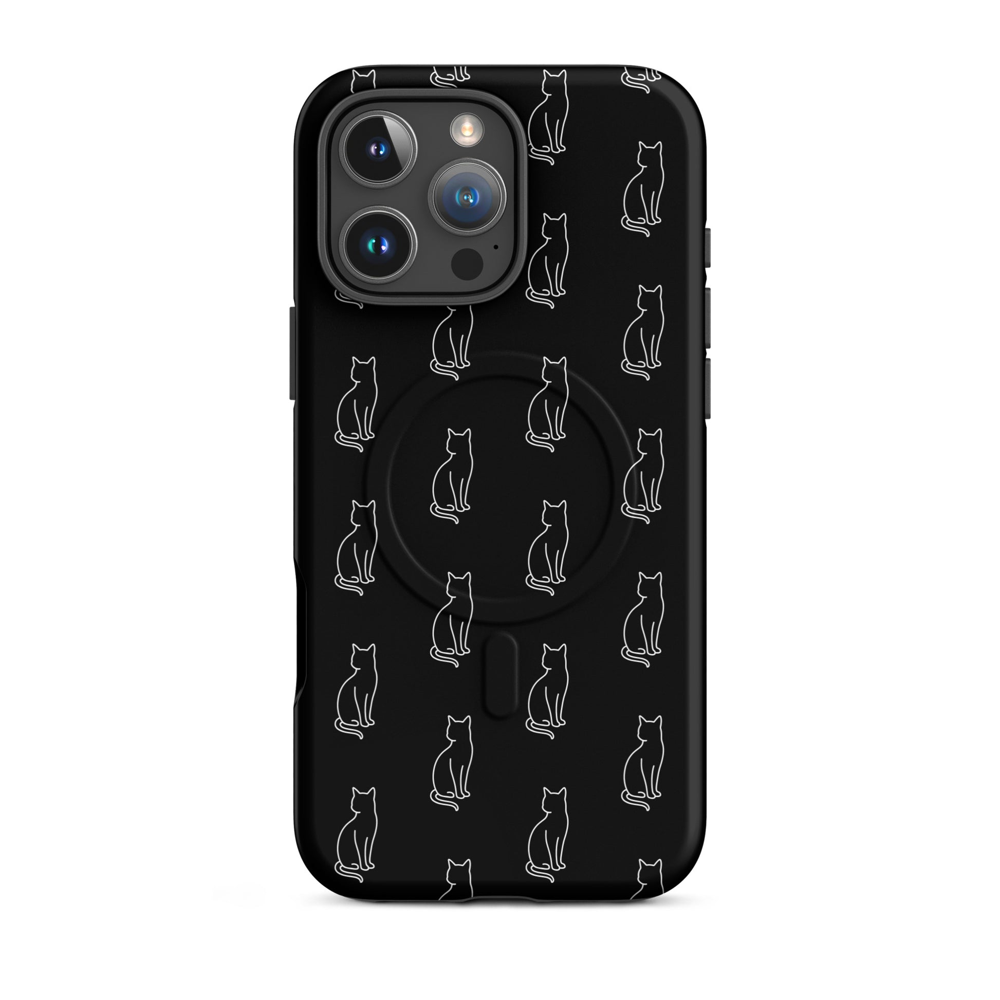 Magnetic Phone Case featuring a minimalist cat pattern, ideal for feline fans and stylish phone protection.