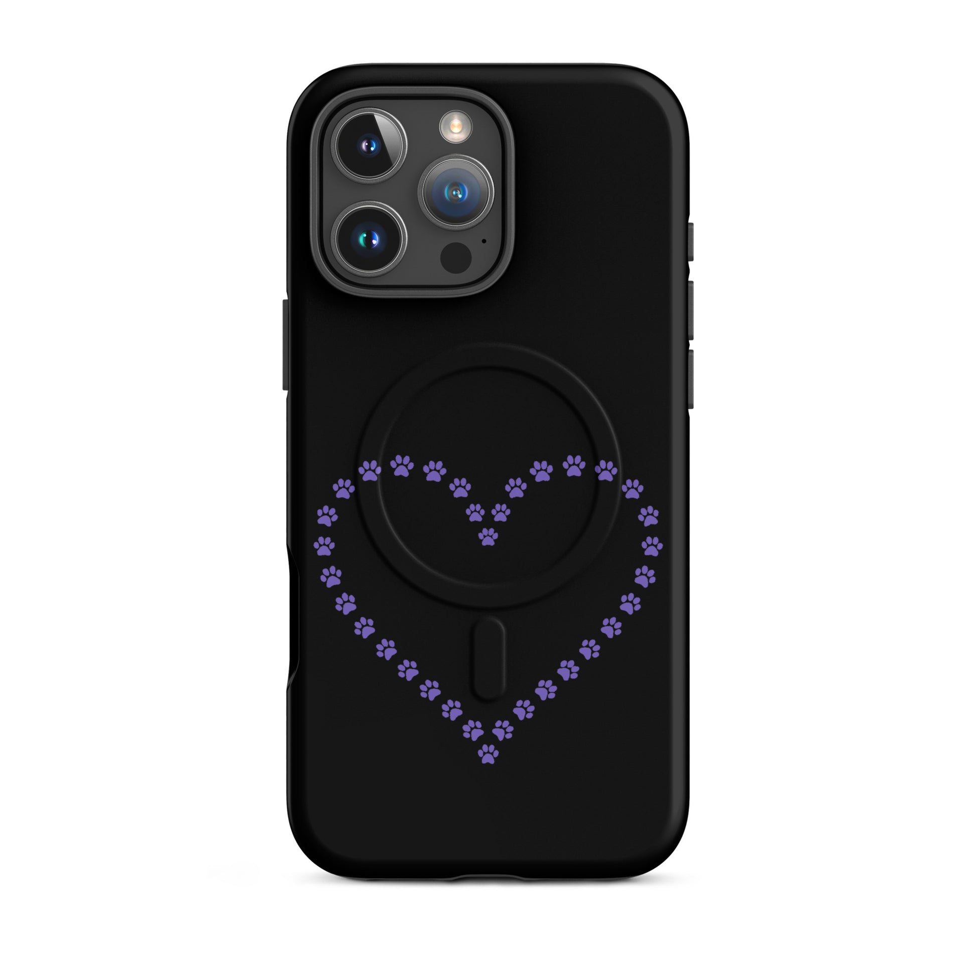 Magnetic Phone Case featuring paw print heart design for pet lovers, perfect for iPhone protection.