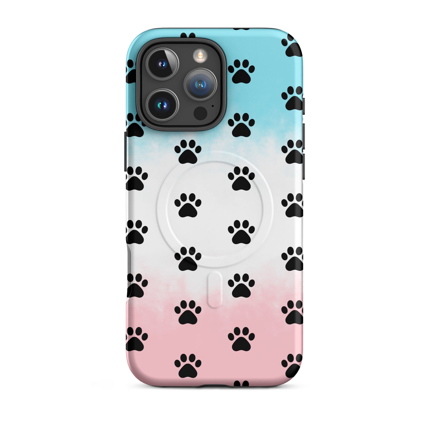 Magnetic Phone Case featuring a vibrant paw print design for pet lovers, suitable for iPhone users.